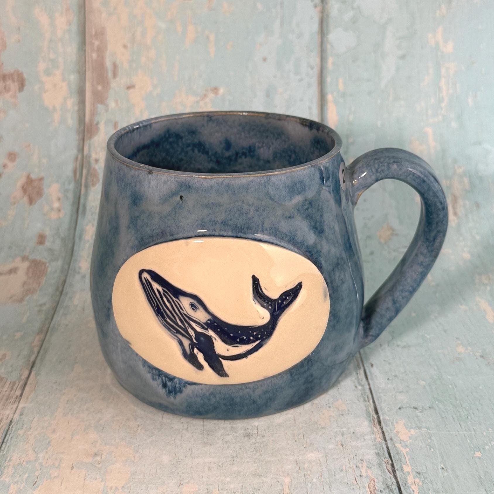 Blue Humpback Whale Mug, Large Ceramic Cup - FJD Ceramics