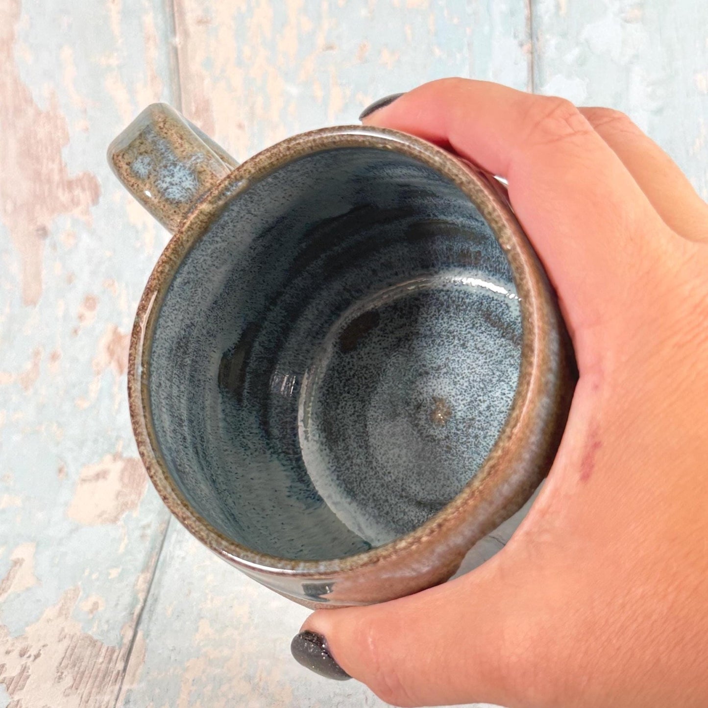 Blue Luna Moth Mug, Large Ceramic Cup - FJD Ceramics