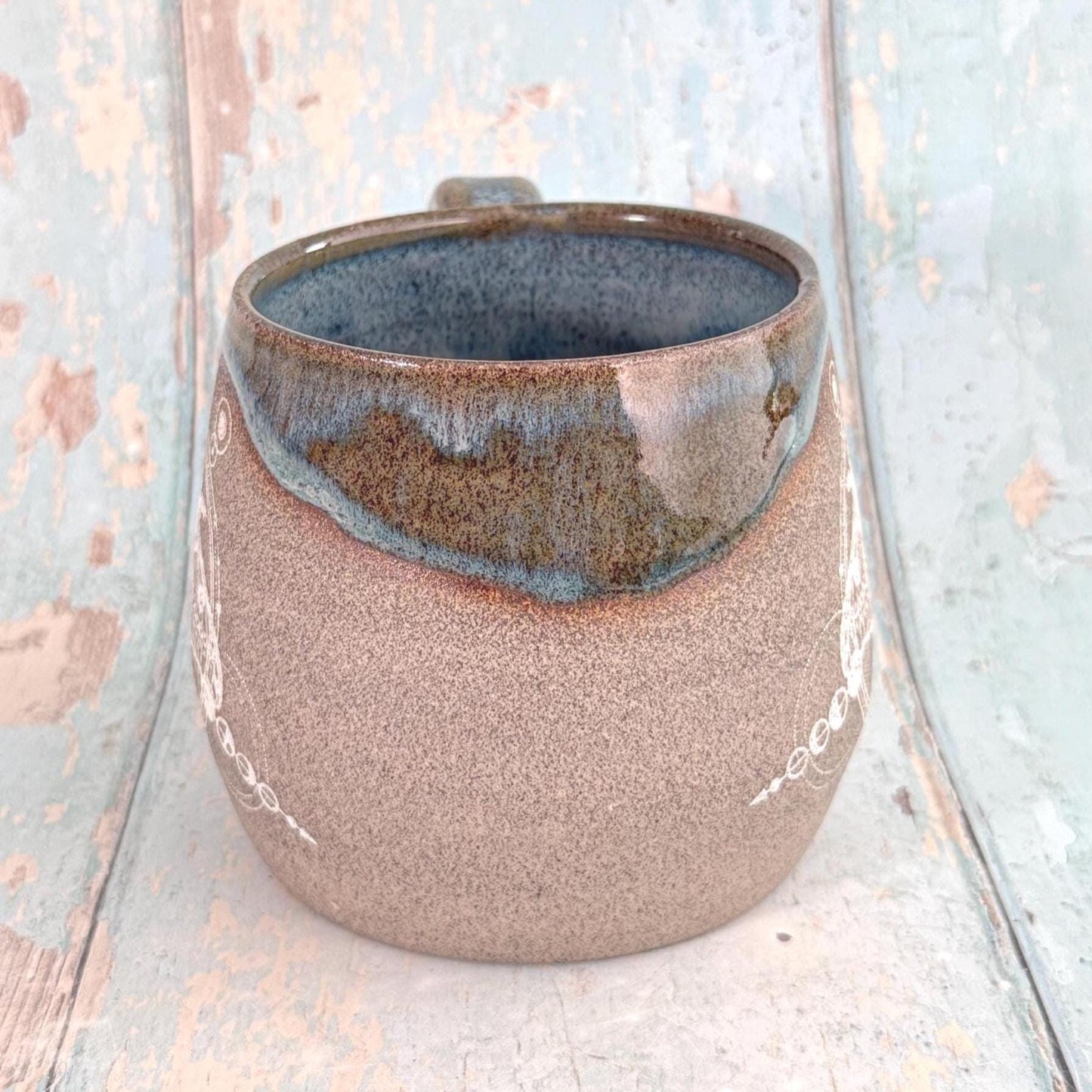 Blue Luna Moth Mug, Large Ceramic Cup - FJD Ceramics