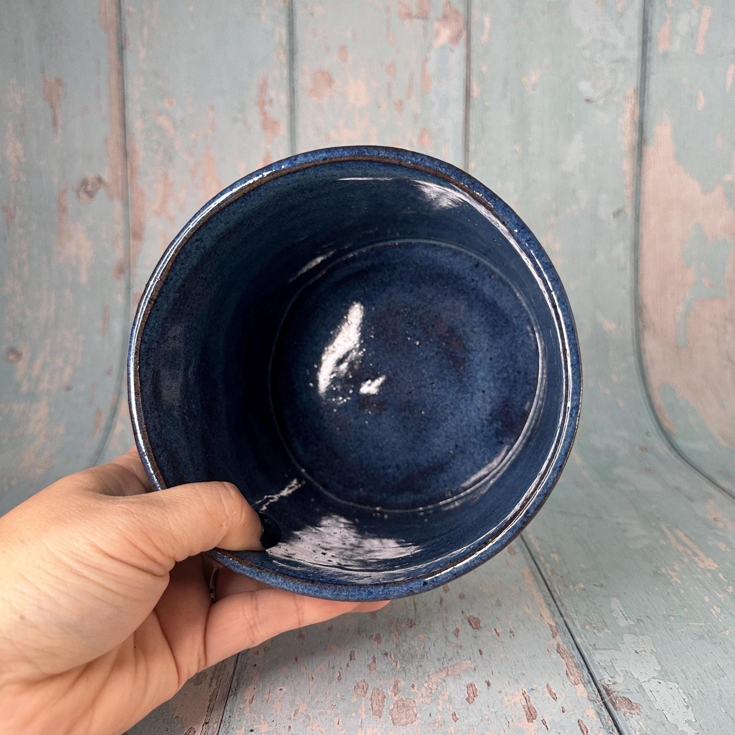Blue Moth and Moon Ceramic Planter, Indoor Plant Pot - FJD Ceramics
