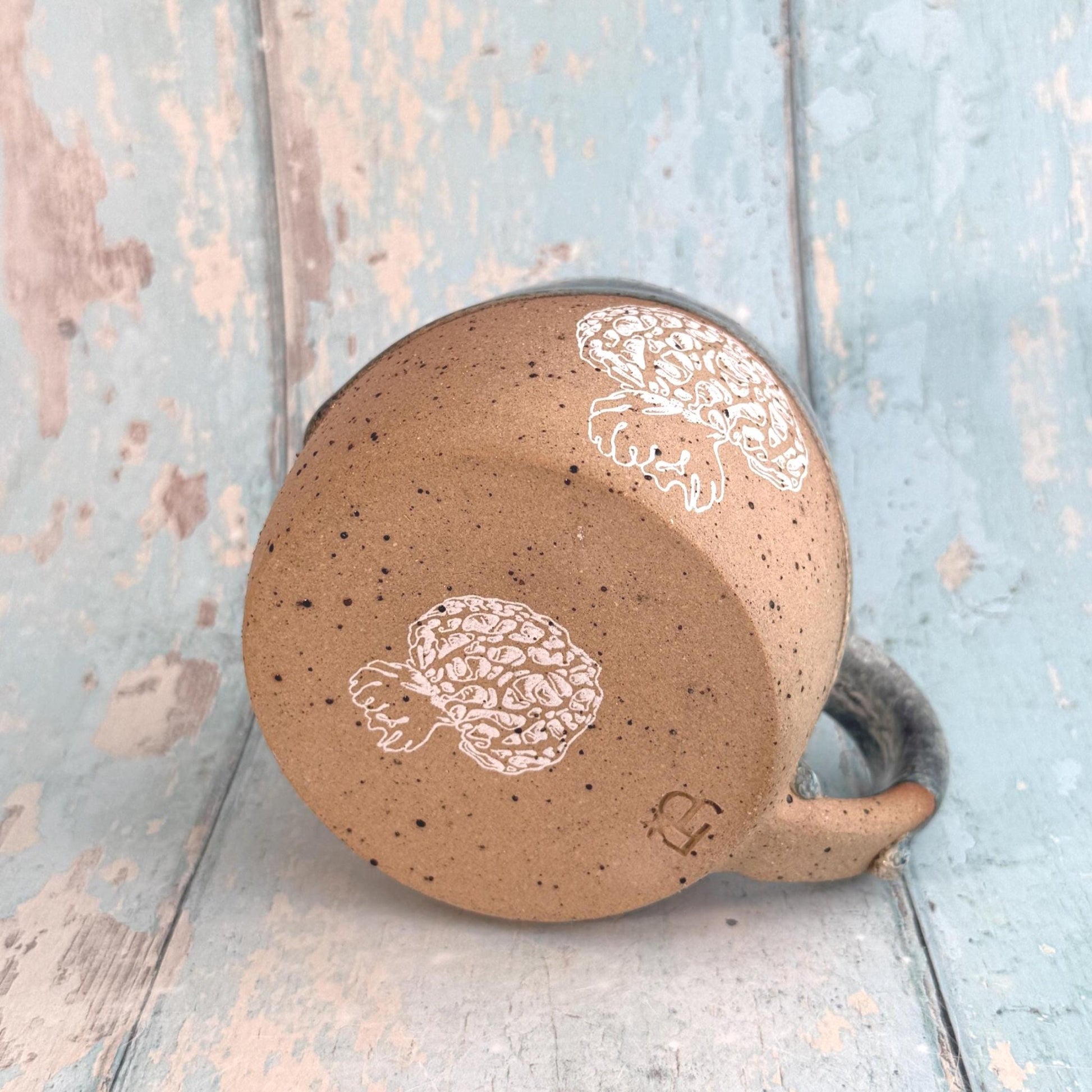 Blue Mushroom Mug, Fungi Ceramic Cup - FJD Ceramics