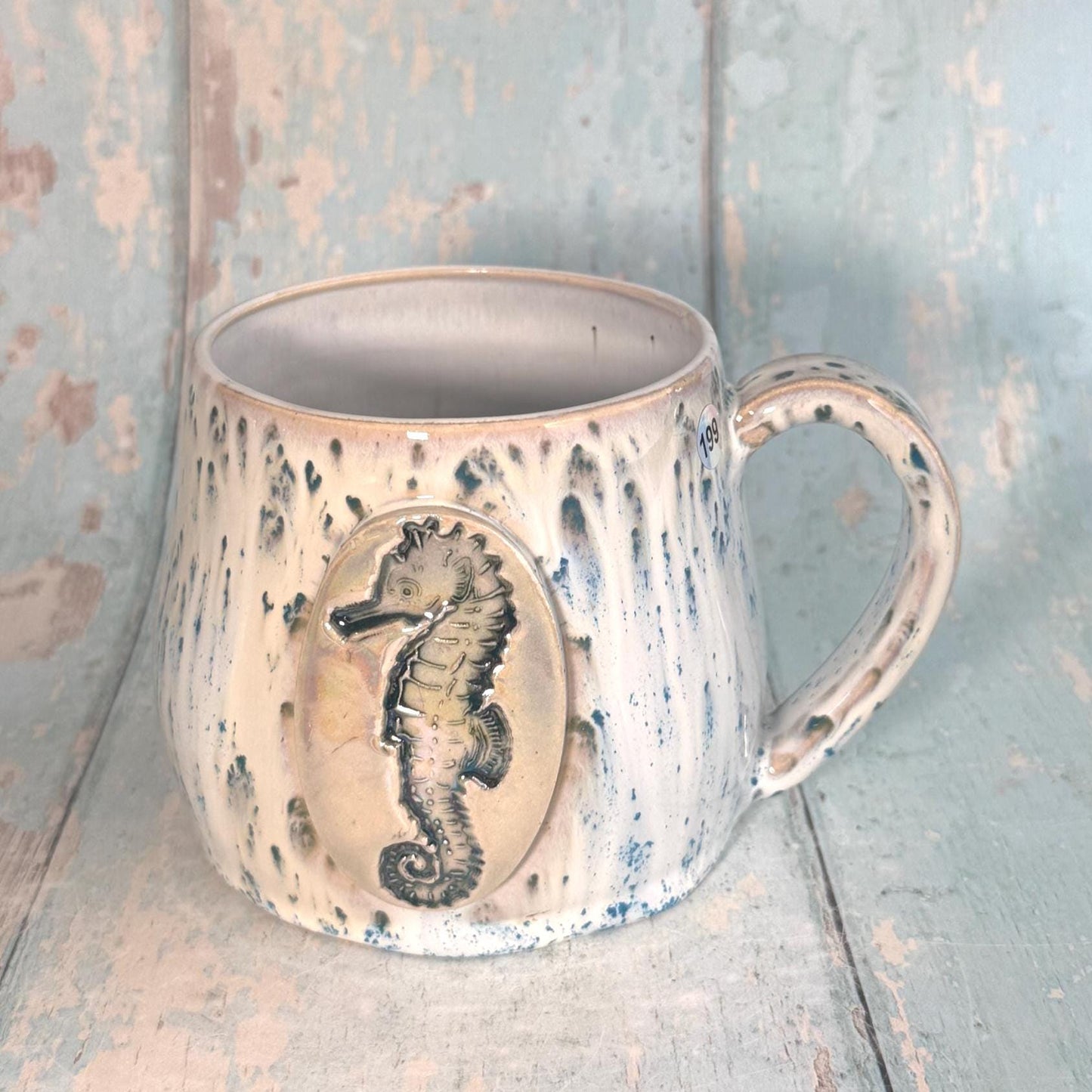Blue Seahorse Mug, Large Ceramic Cup - FJD Ceramics