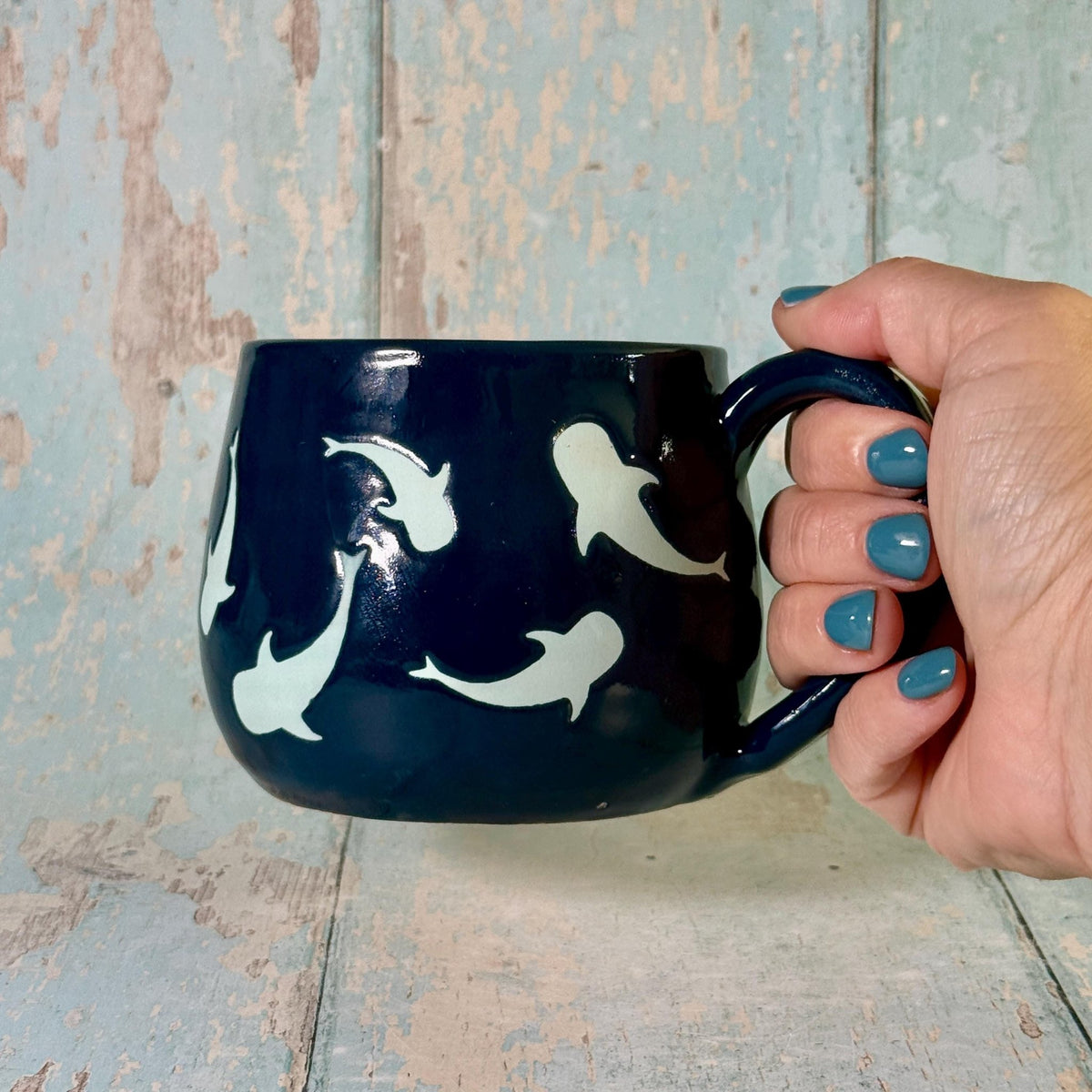 Blue Whale Shark Mug, Large Ceramic Cup - FJD Ceramics