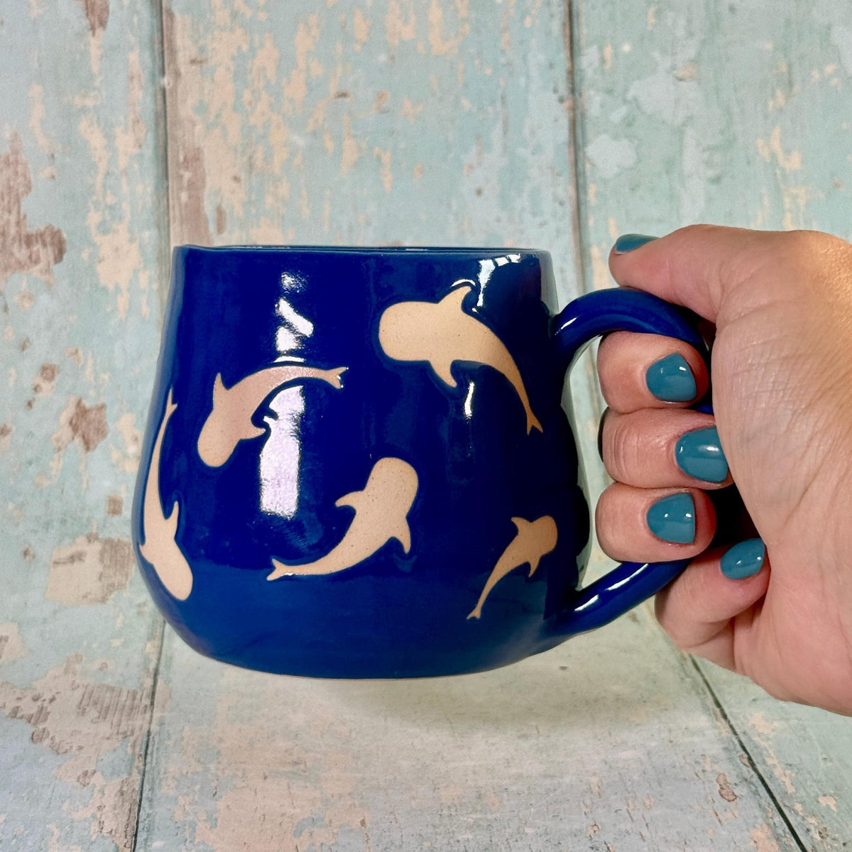 Blue Whale Shark Mug, Large Ceramic Cup - FJD Ceramics