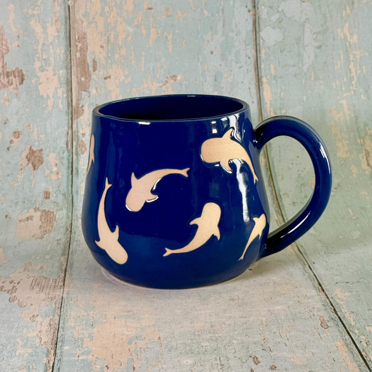 Blue Whale Shark Mug, Large Ceramic Cup - FJD Ceramics