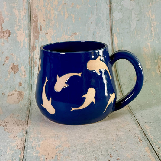 Blue Whale Shark Mug, Large Ceramic Cup - FJD Ceramics