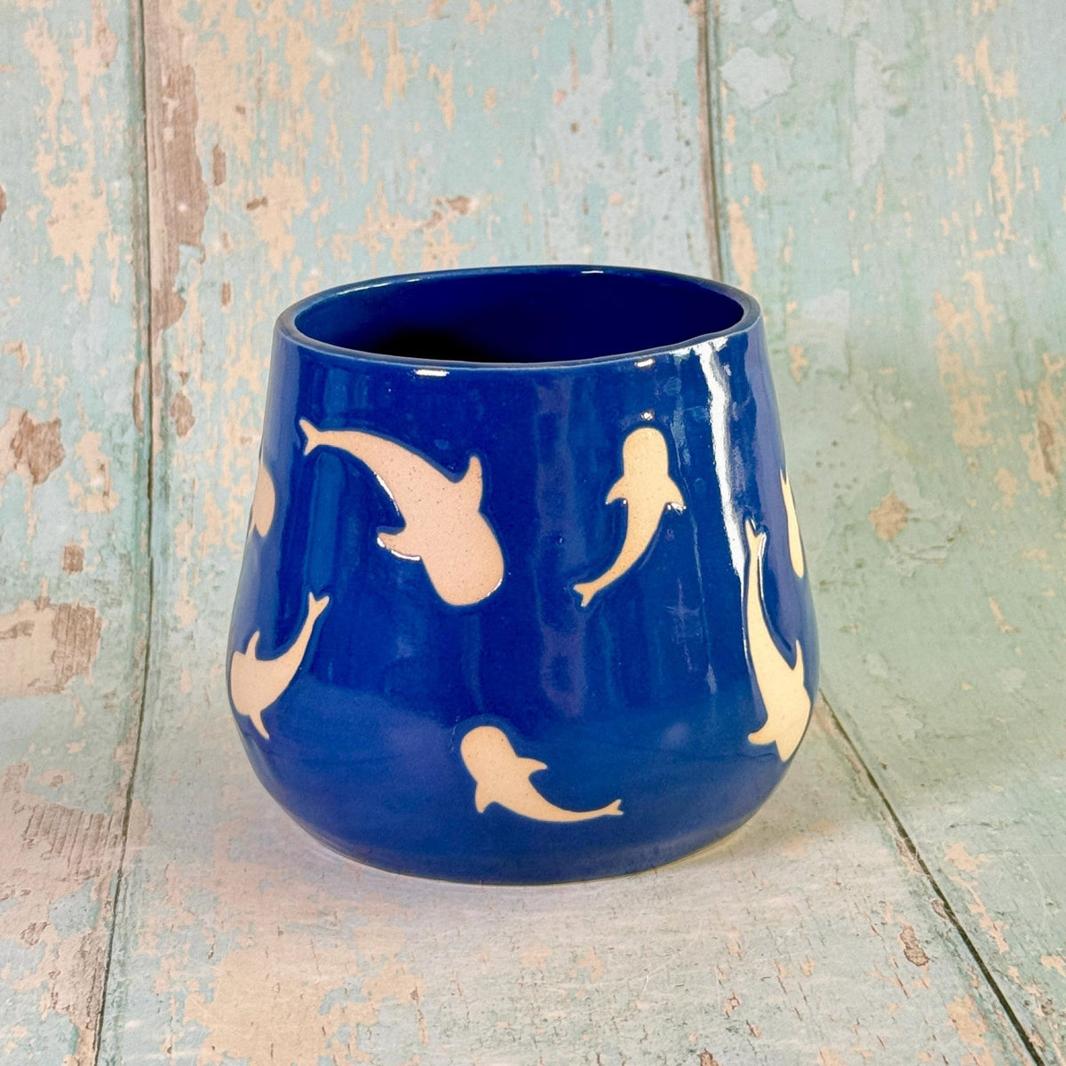 Blue Whale Shark Mug, Large Ceramic Cup - FJD Ceramics