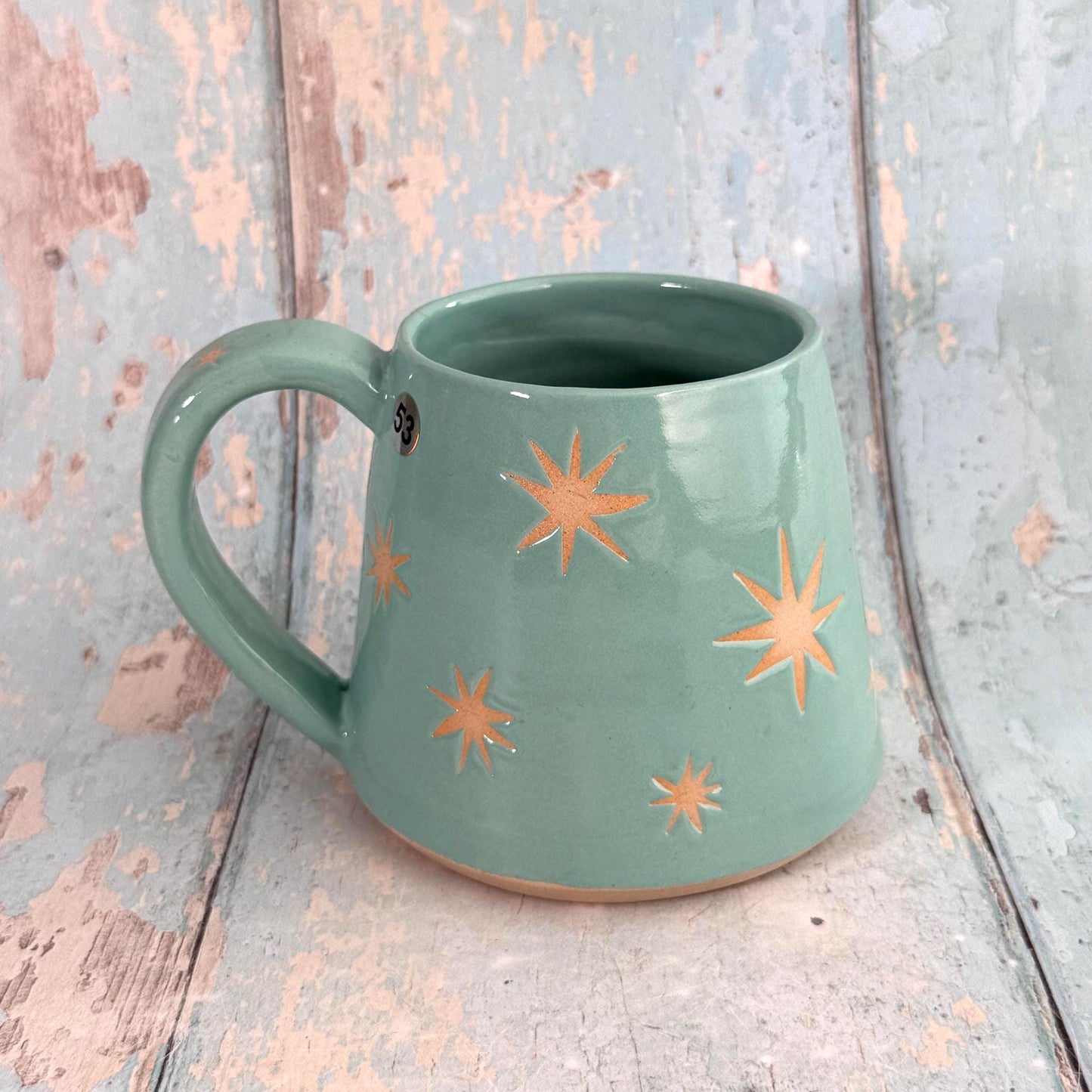 Turquoise Moon & Star Celestial Mug, Large Ceramic Cup