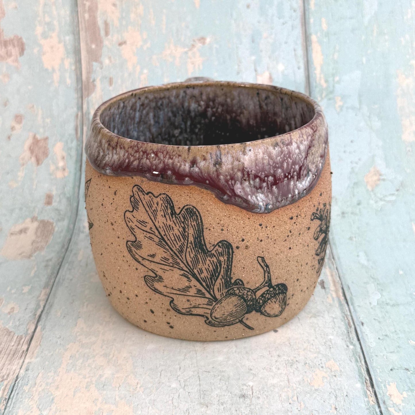 Purple Autumn Fall Mug,  Large Ceramic Cup