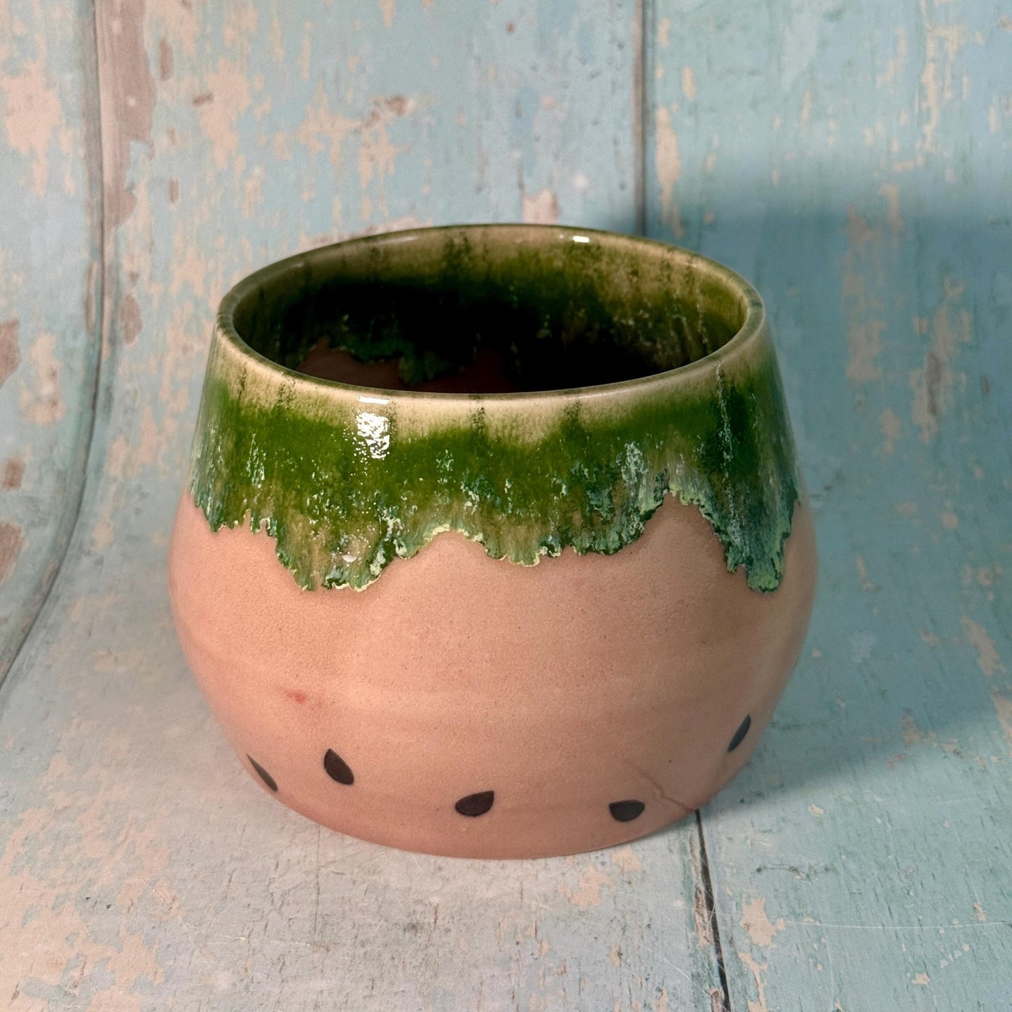 Ceramic Watermelon Mug, Large Pink and Green Cup - Second - FJD Ceramics