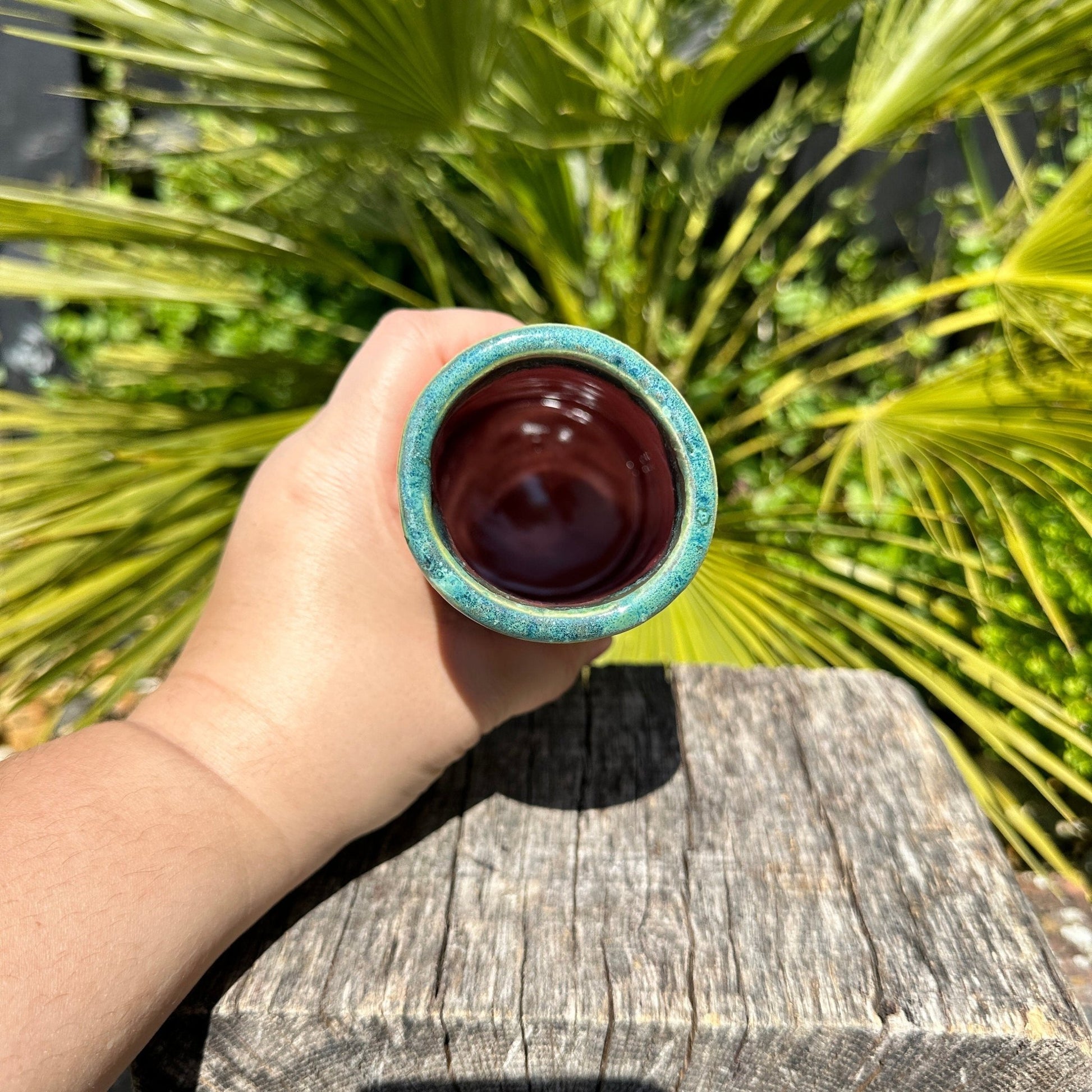 Ceramic Watermelon Vase, Handmade Modern Pottery, Pink and Green - FJD Ceramics