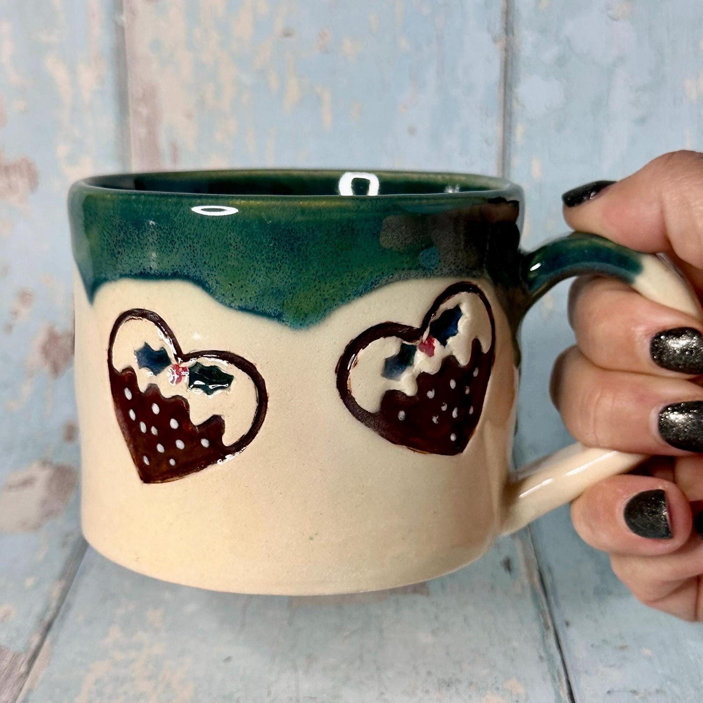 Christmas Pudding Mug, Handmade Ceramic Cup - FJD Ceramics