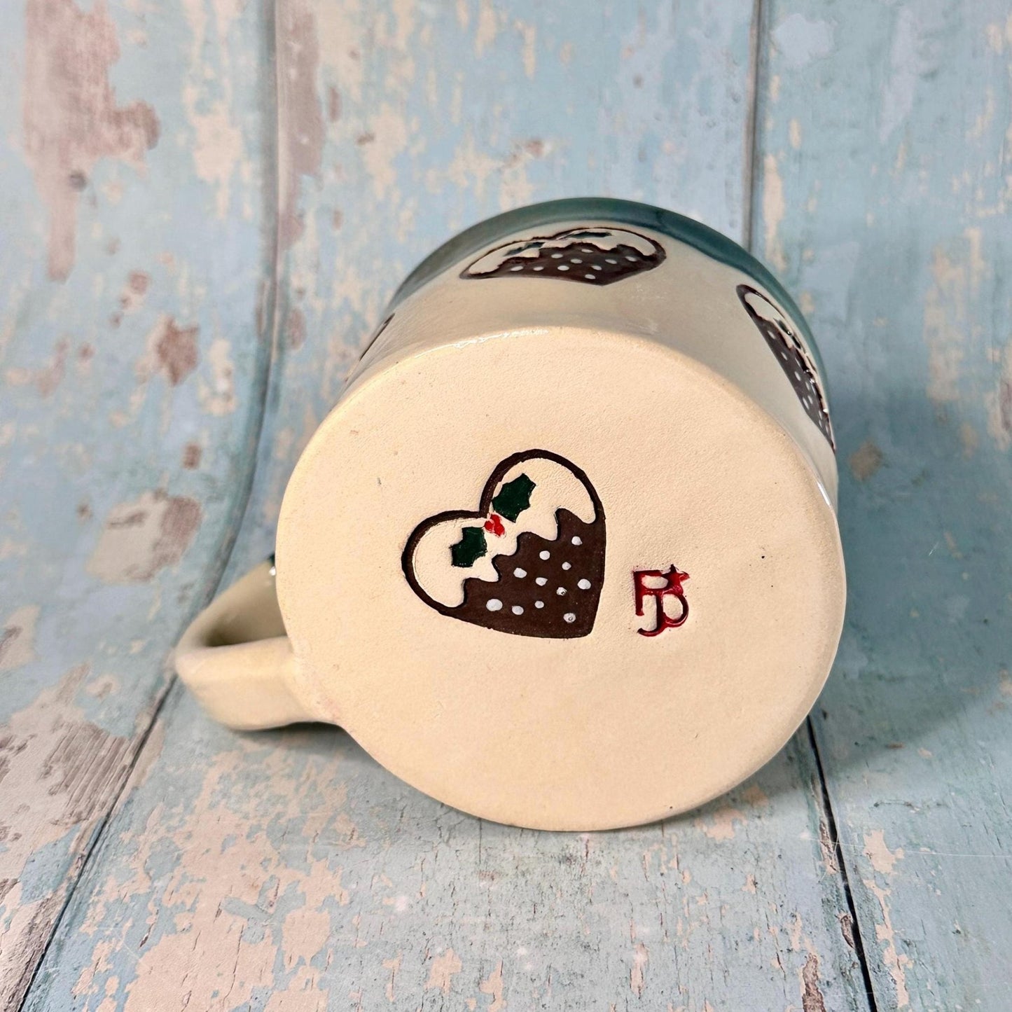 Christmas Pudding Mug, Handmade Ceramic Cup - FJD Ceramics
