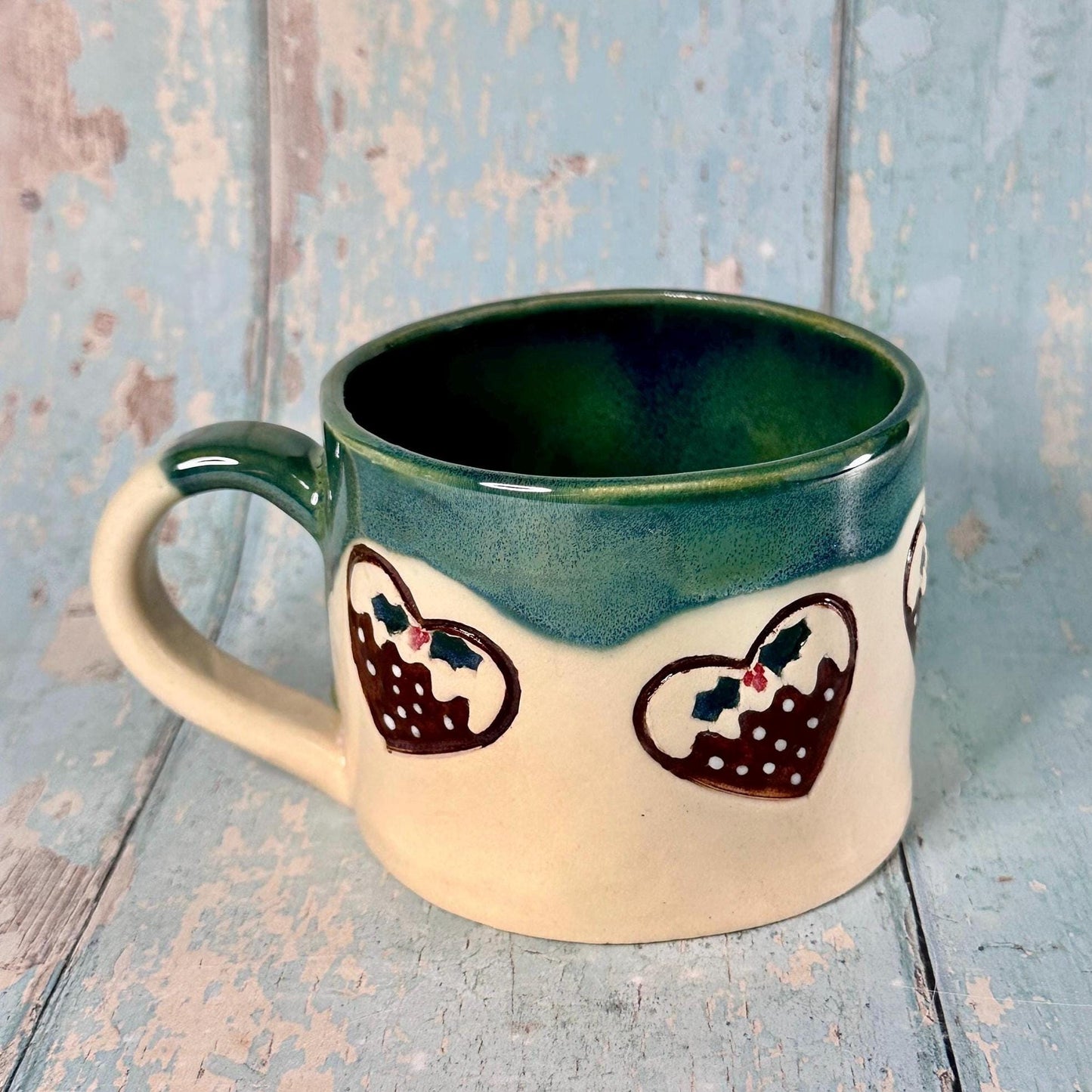 Christmas Pudding Mug, Handmade Ceramic Cup - FJD Ceramics