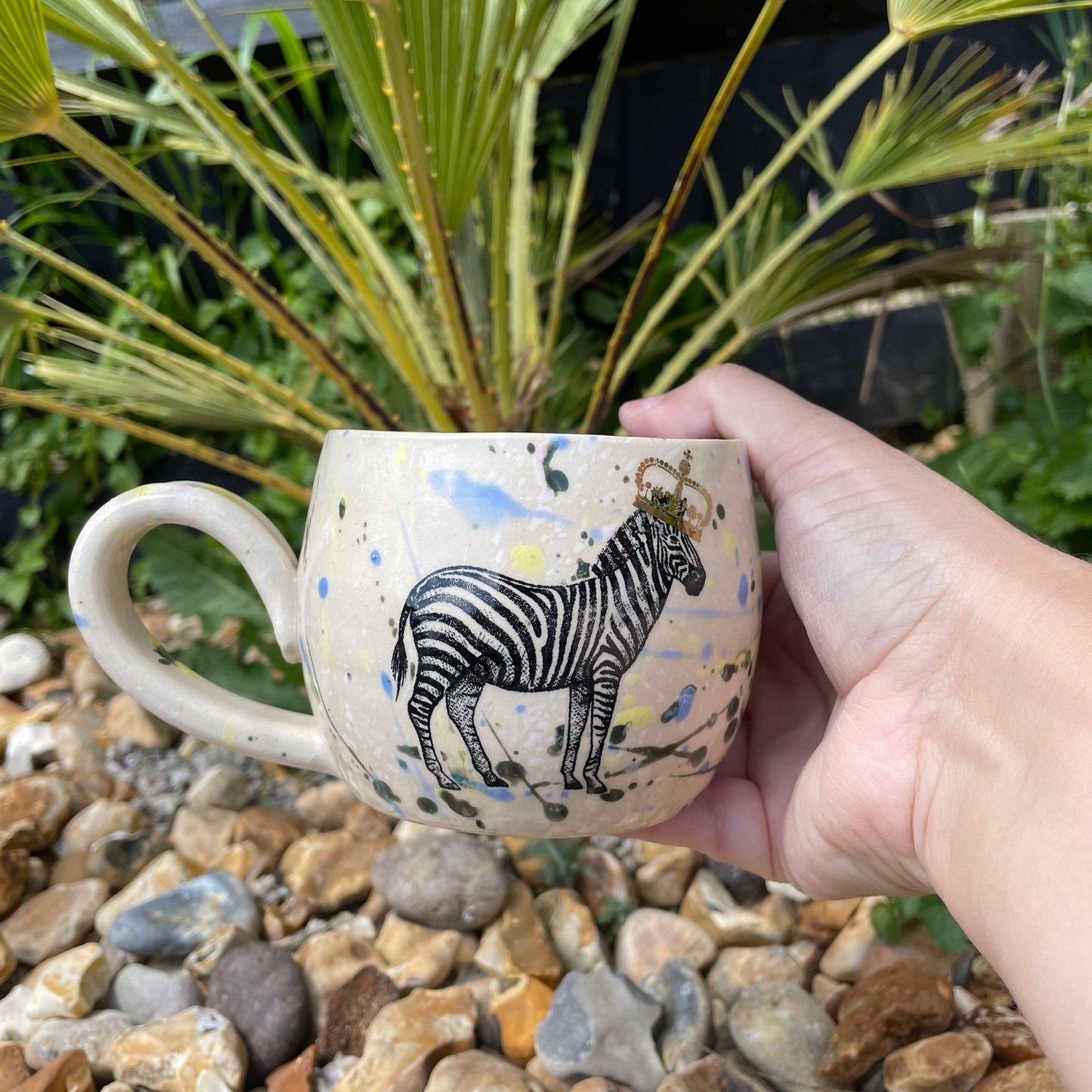 Colorful Royal Zebra Mug, Large Ceramic Cup - FJD Ceramics