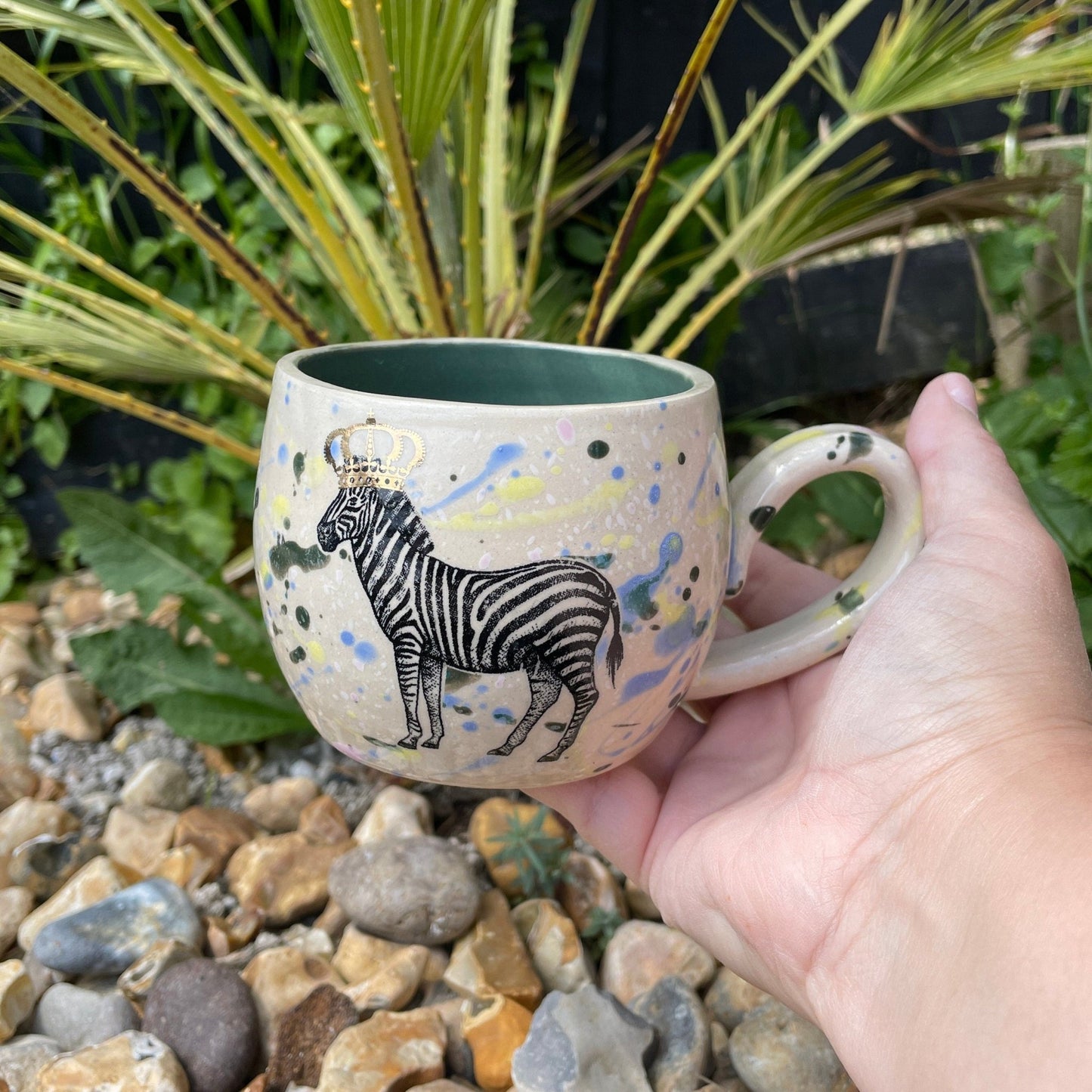 Colorful Royal Zebra Mug, Large Ceramic Cup - FJD Ceramics