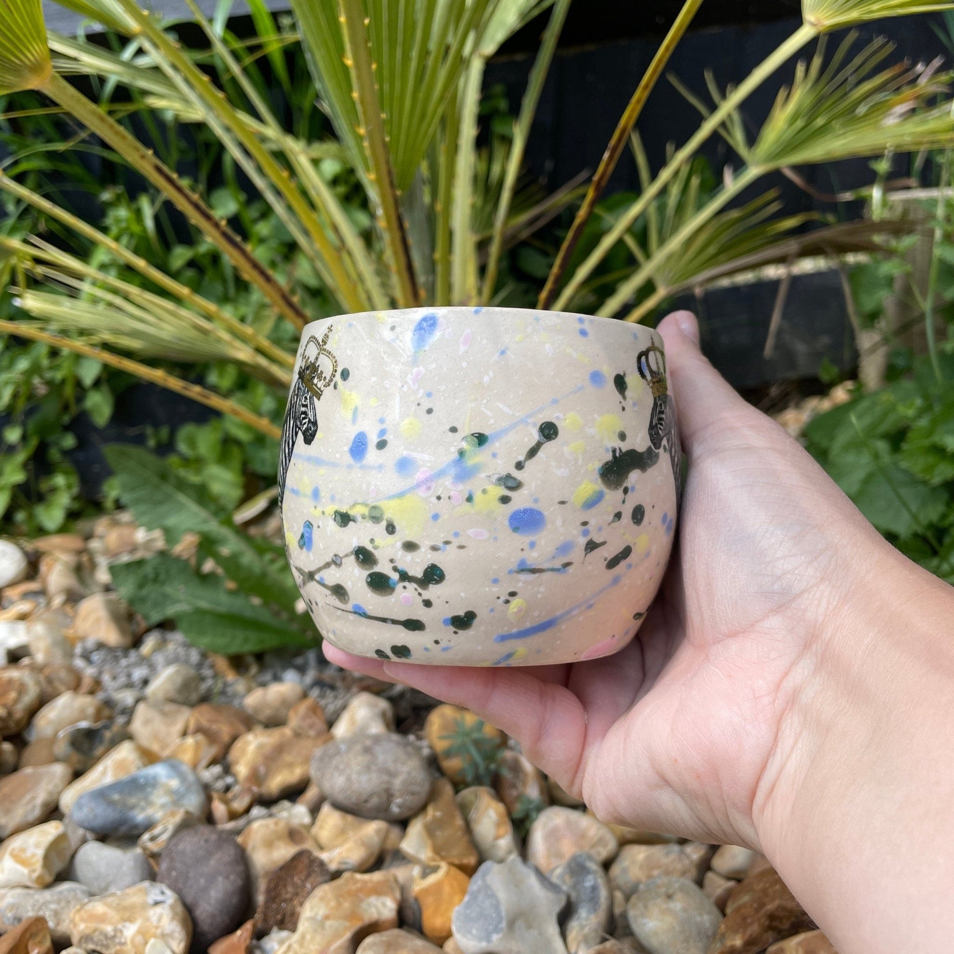 Colorful Royal Zebra Mug, Large Ceramic Cup - FJD Ceramics