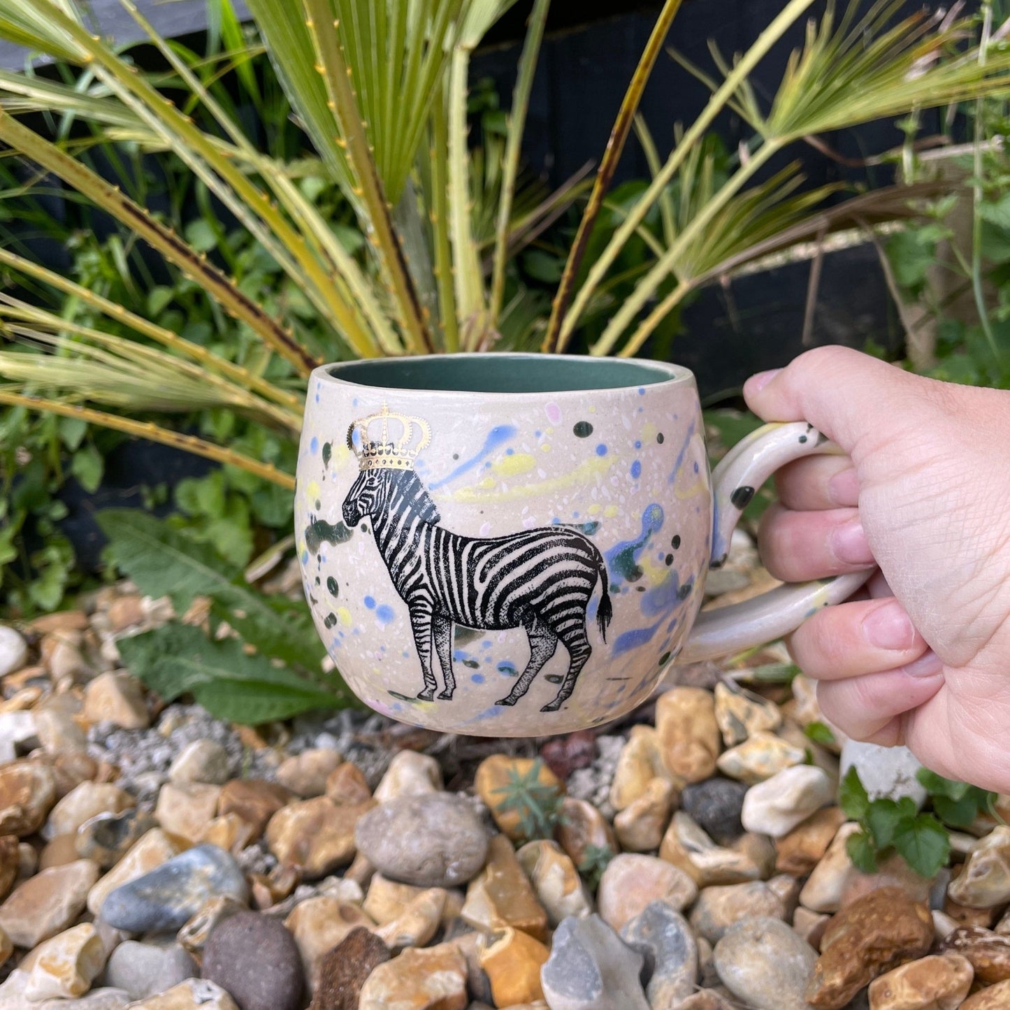 Colorful Royal Zebra Mug, Large Ceramic Cup - FJD Ceramics