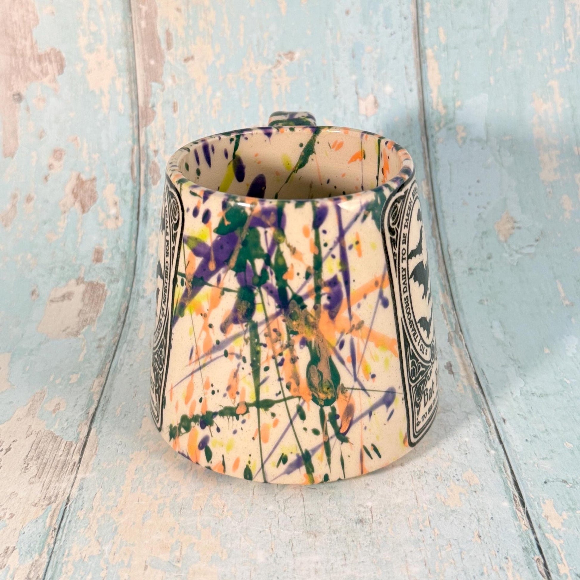 Colourful 'Bat Eyes" Witch Label Mug, Halloween Spooky Season Cup - FJD Ceramics