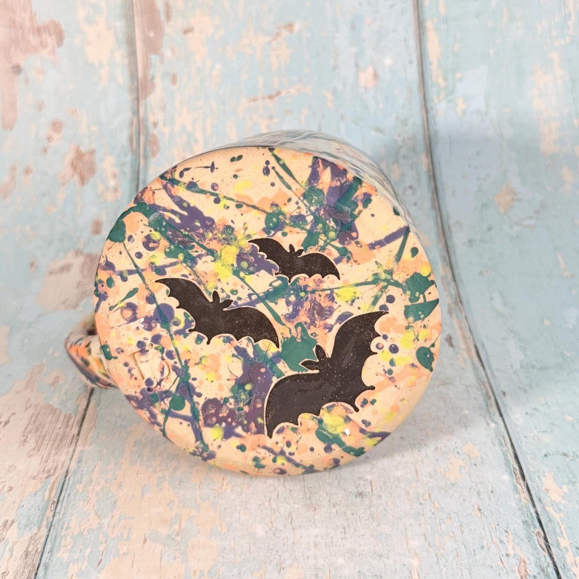 Colourful 'Bat Eyes" Witch Label Mug, Halloween Spooky Season Cup - FJD Ceramics