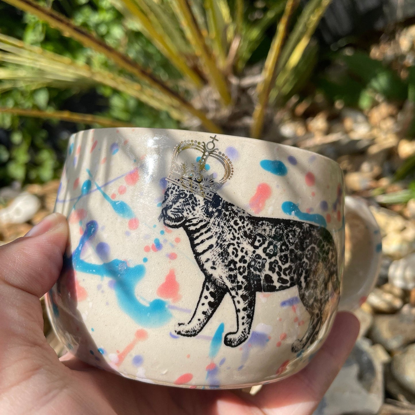 Colourful Leopard Mug, Large Ceramic Cup - FJD Ceramics