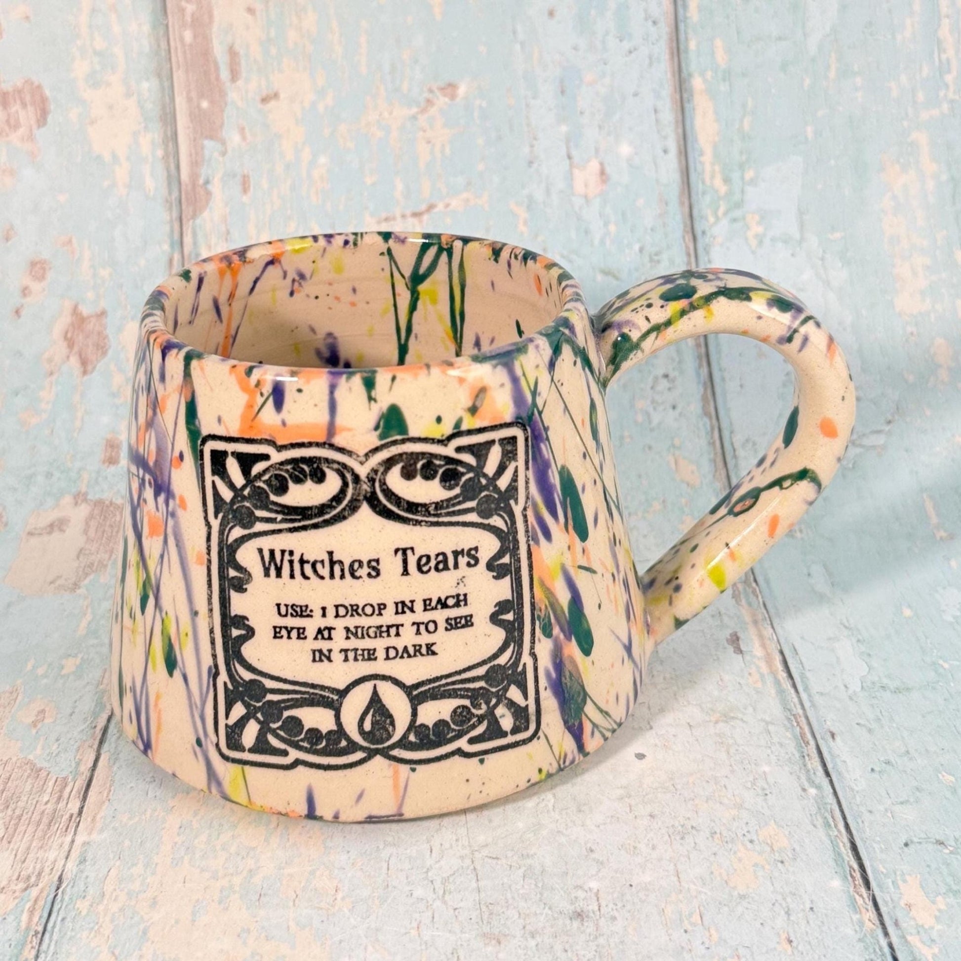 Colourful 'Witches Tears" Label Mug Halloween Spooky Season Cup - FJD Ceramics