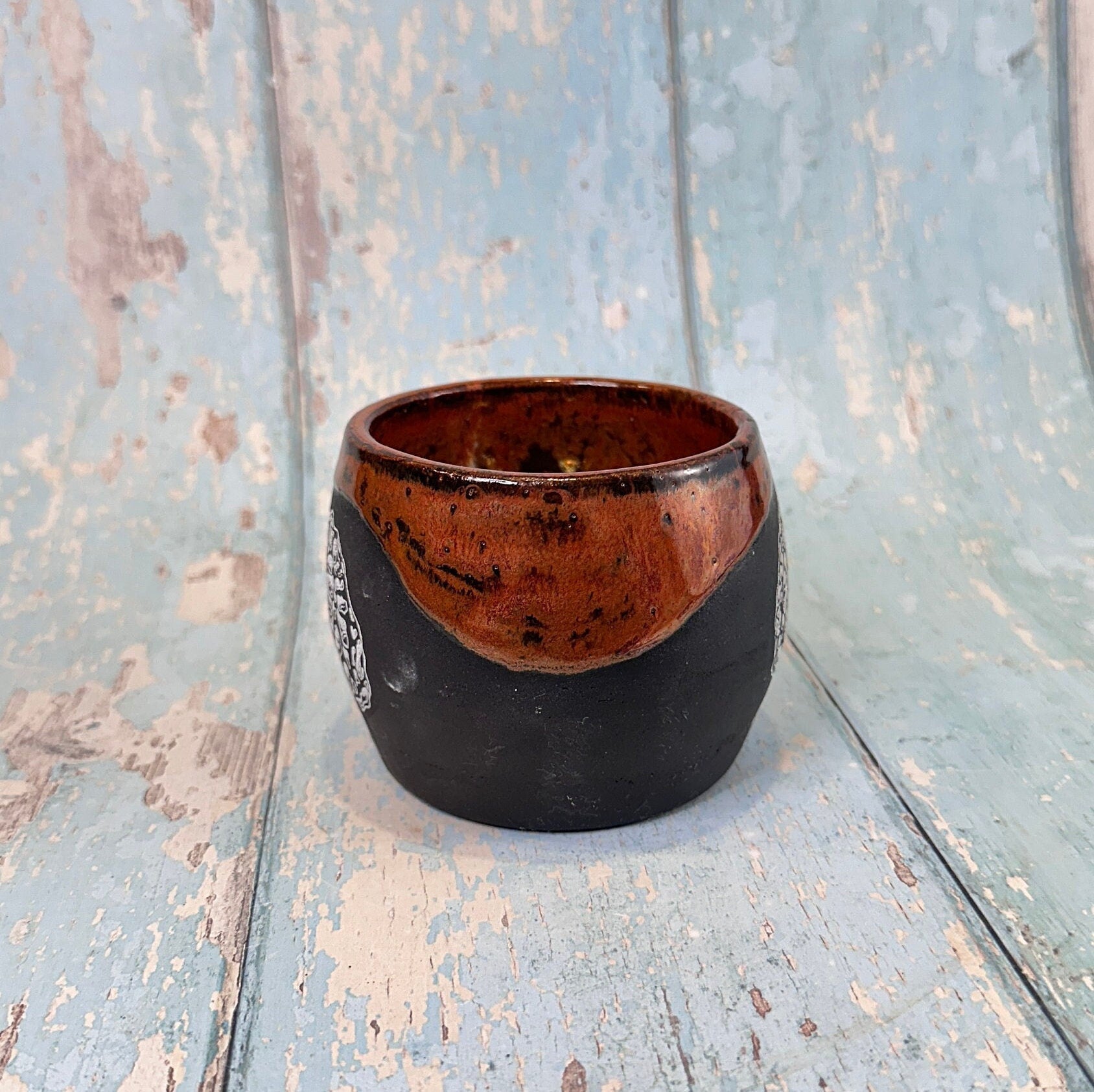 Copper Black Mushroom Mug, Large Fungi Ceramic Cup - FJD Ceramics