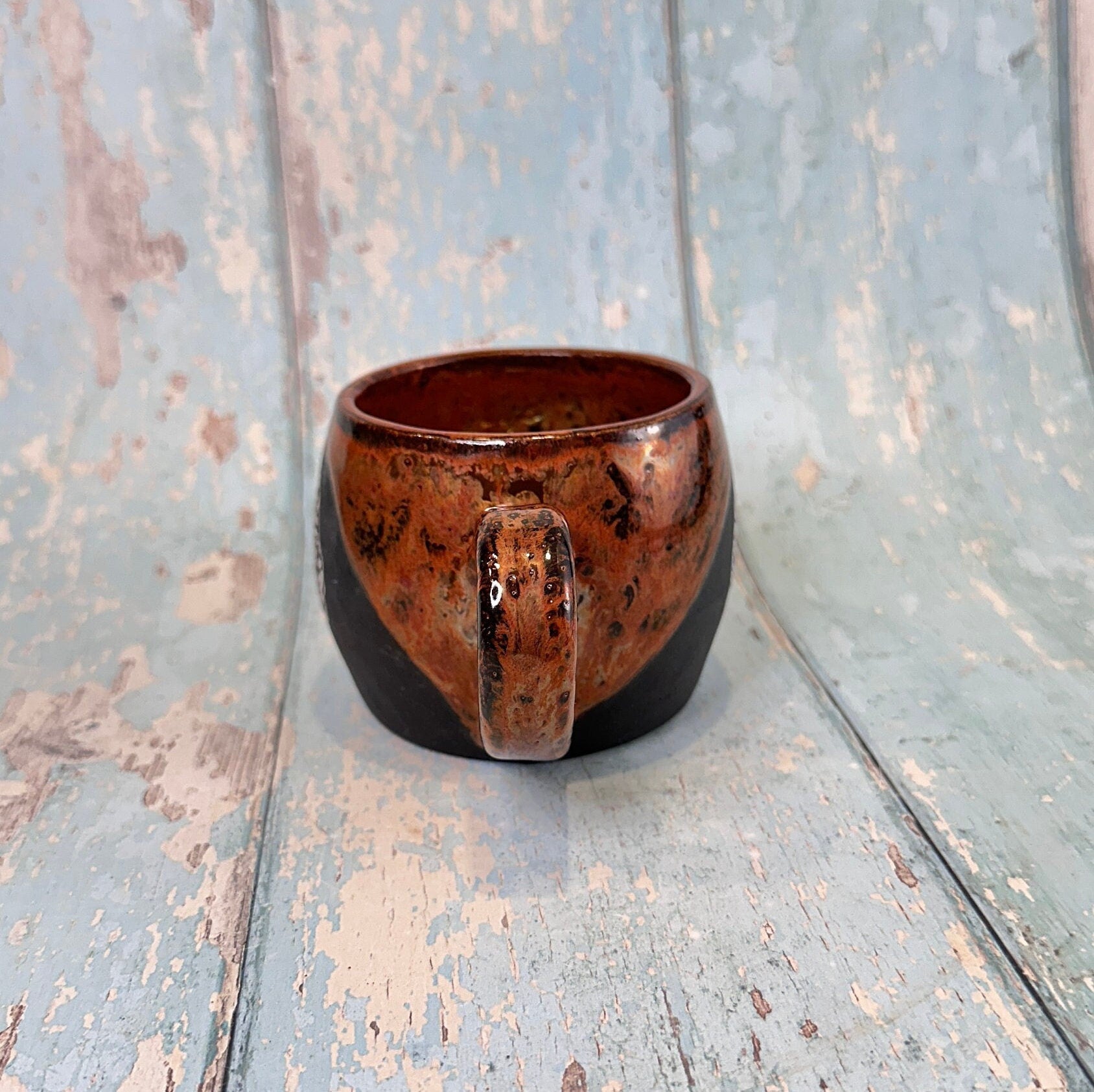 Copper Black Mushroom Mug, Large Fungi Ceramic Cup - FJD Ceramics