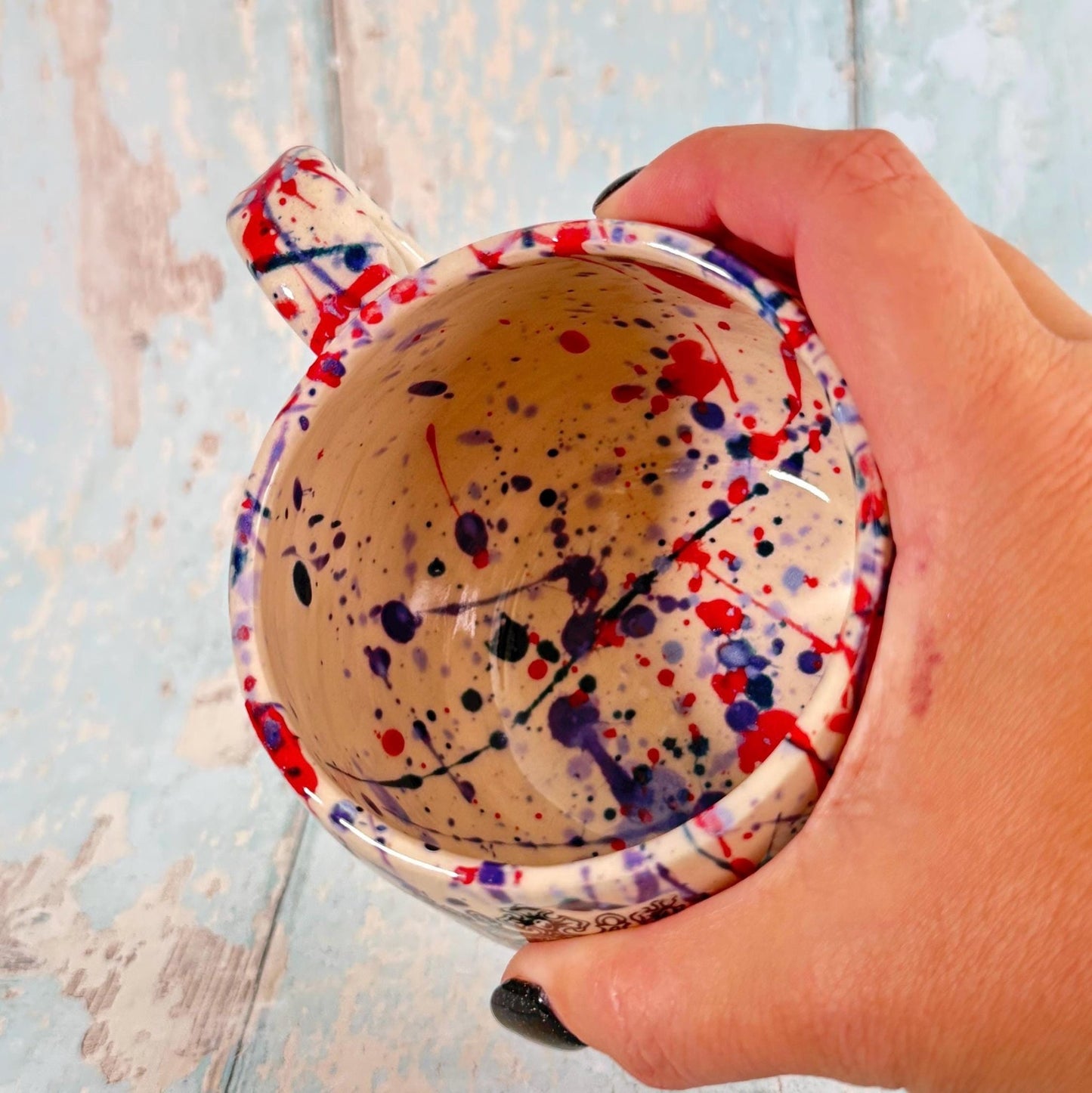 Crowned Skull Mug, Purple and Red, Handmade Ceramic Cup - FJD Ceramics