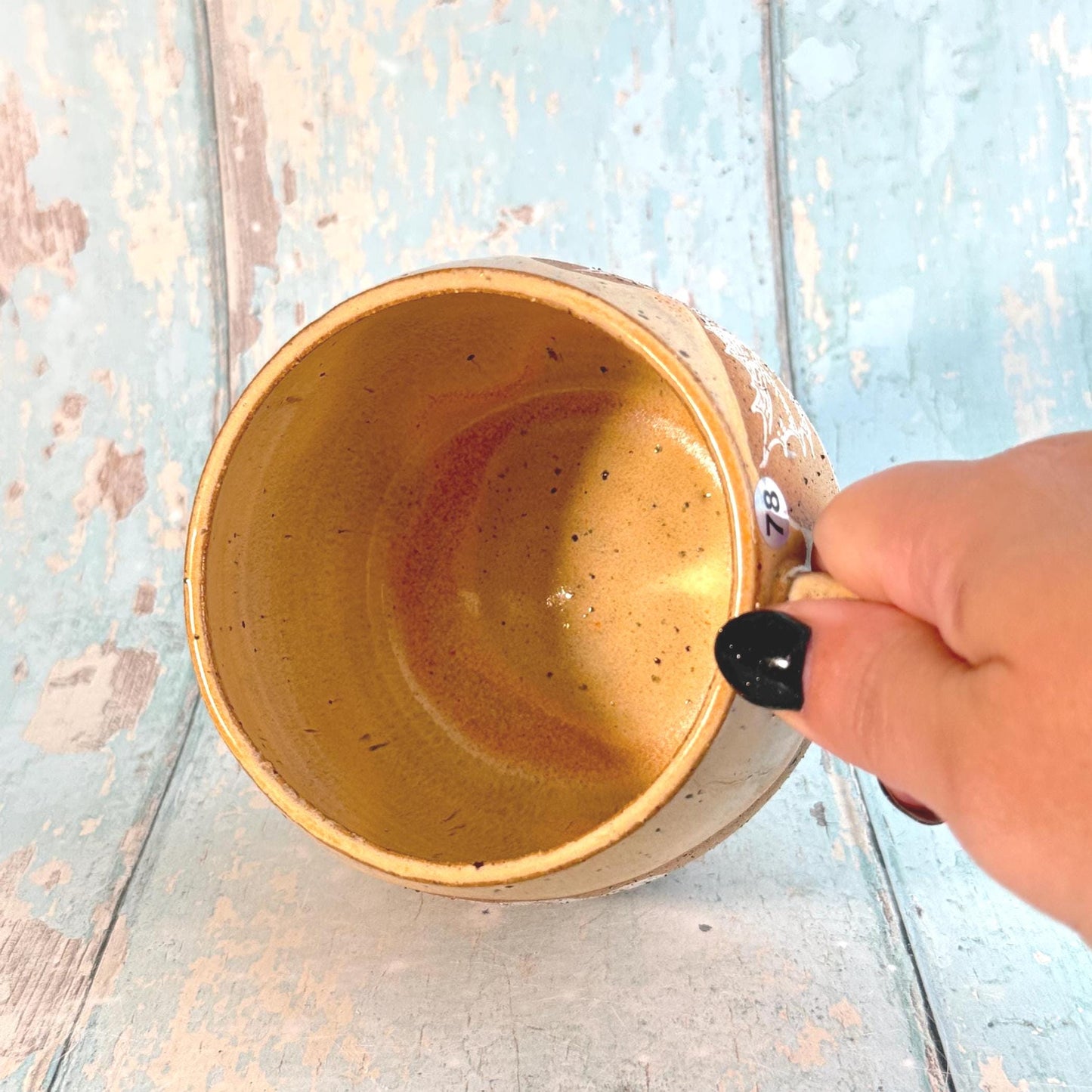 Peach Autumn Fall Mug,  Large Ceramic Cup