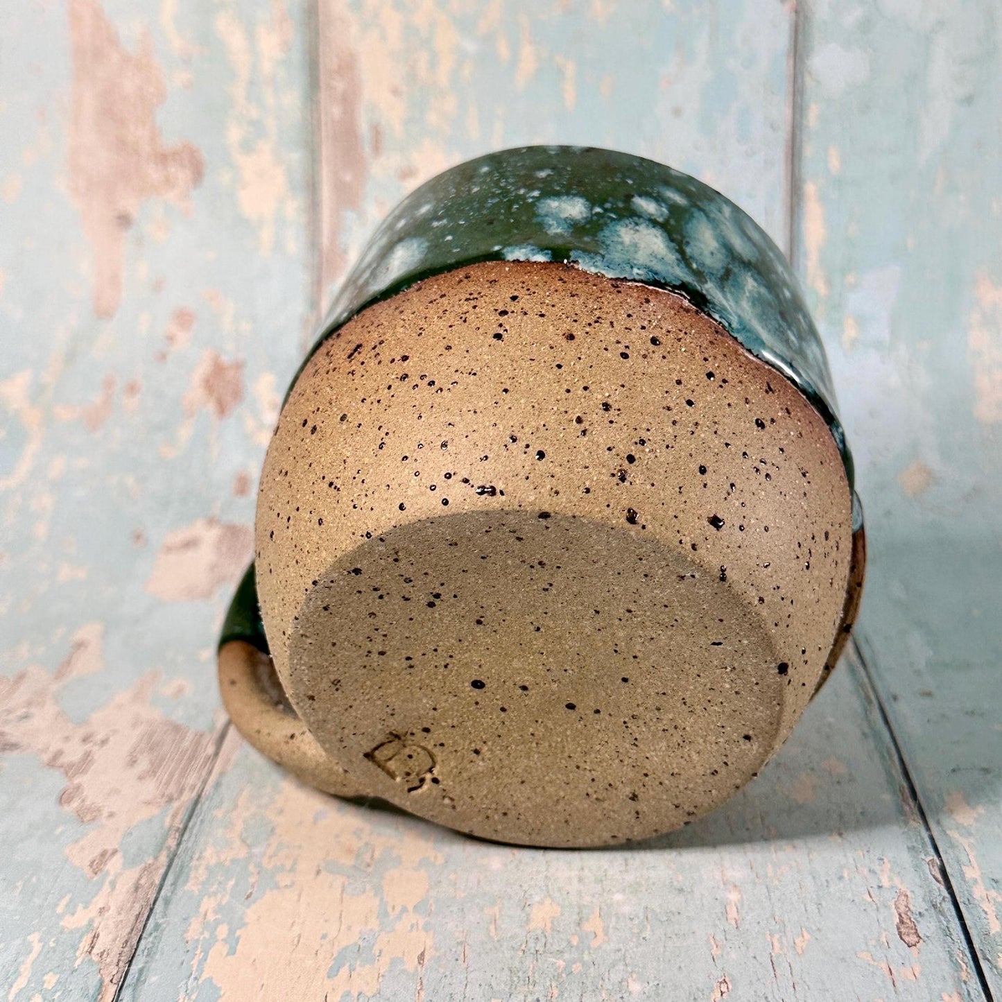 Green Christmas Hohoho Mug, Handmade Ceramic Cup - Father Christmas Santa