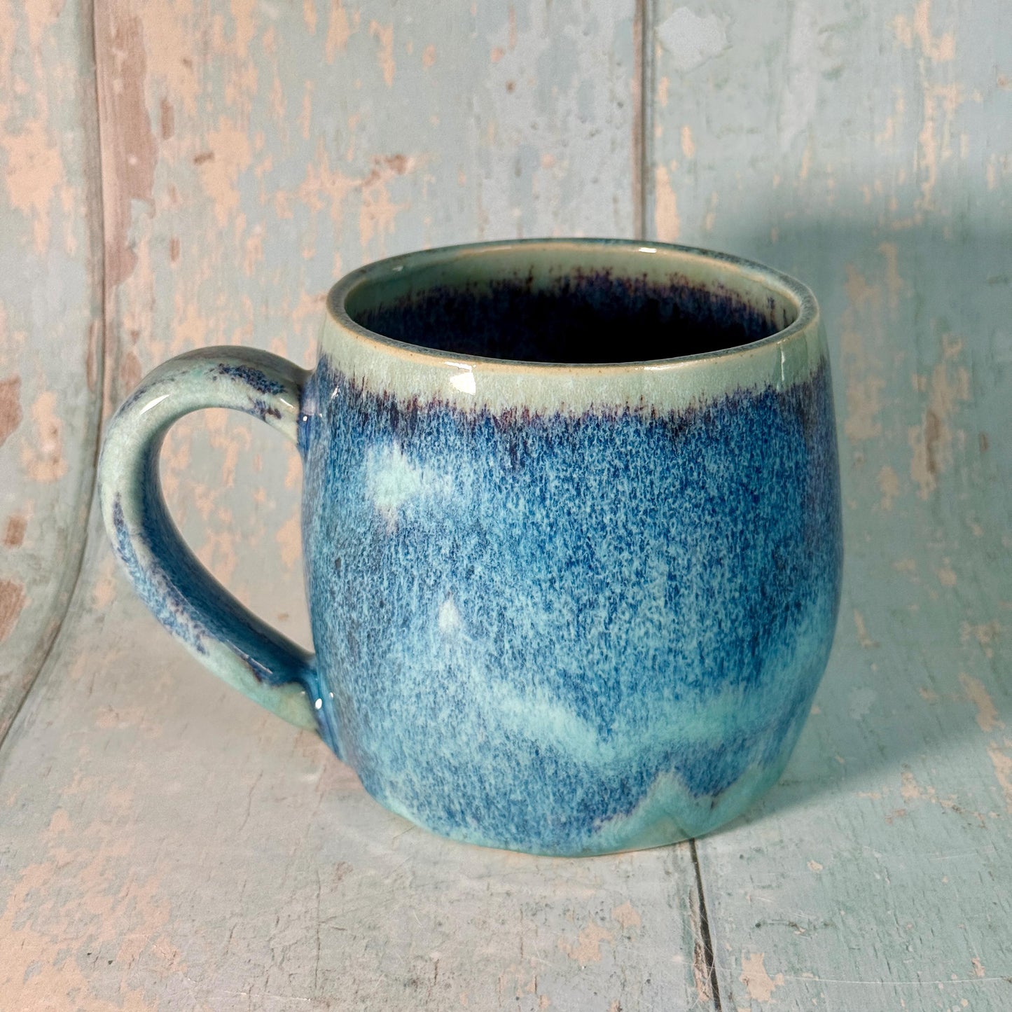 Purple and Turquoise Gold Moon Mug, Handmade Ceramic Mug