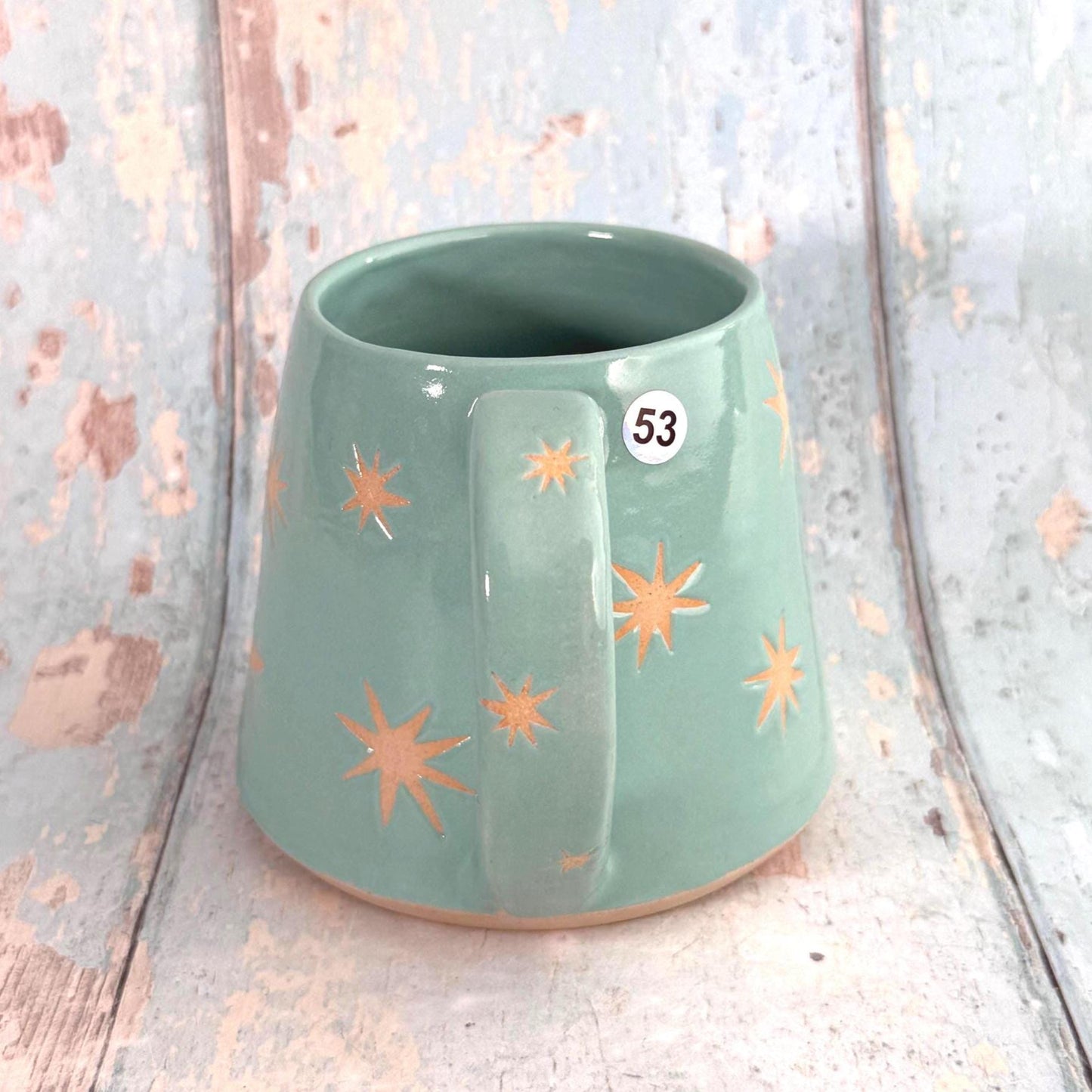 Turquoise Moon & Star Celestial Mug, Large Ceramic Cup