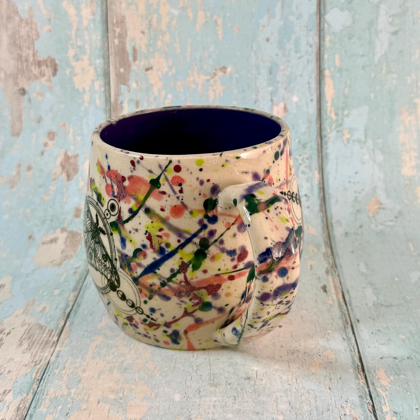 Dark Purple Luna Moth Mug, Large Ceramic Cup - FJD Ceramics