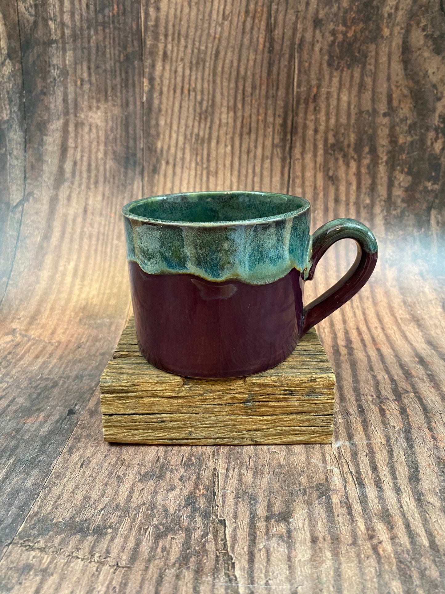 Purple and Green Mug, Large Ceramic Cup