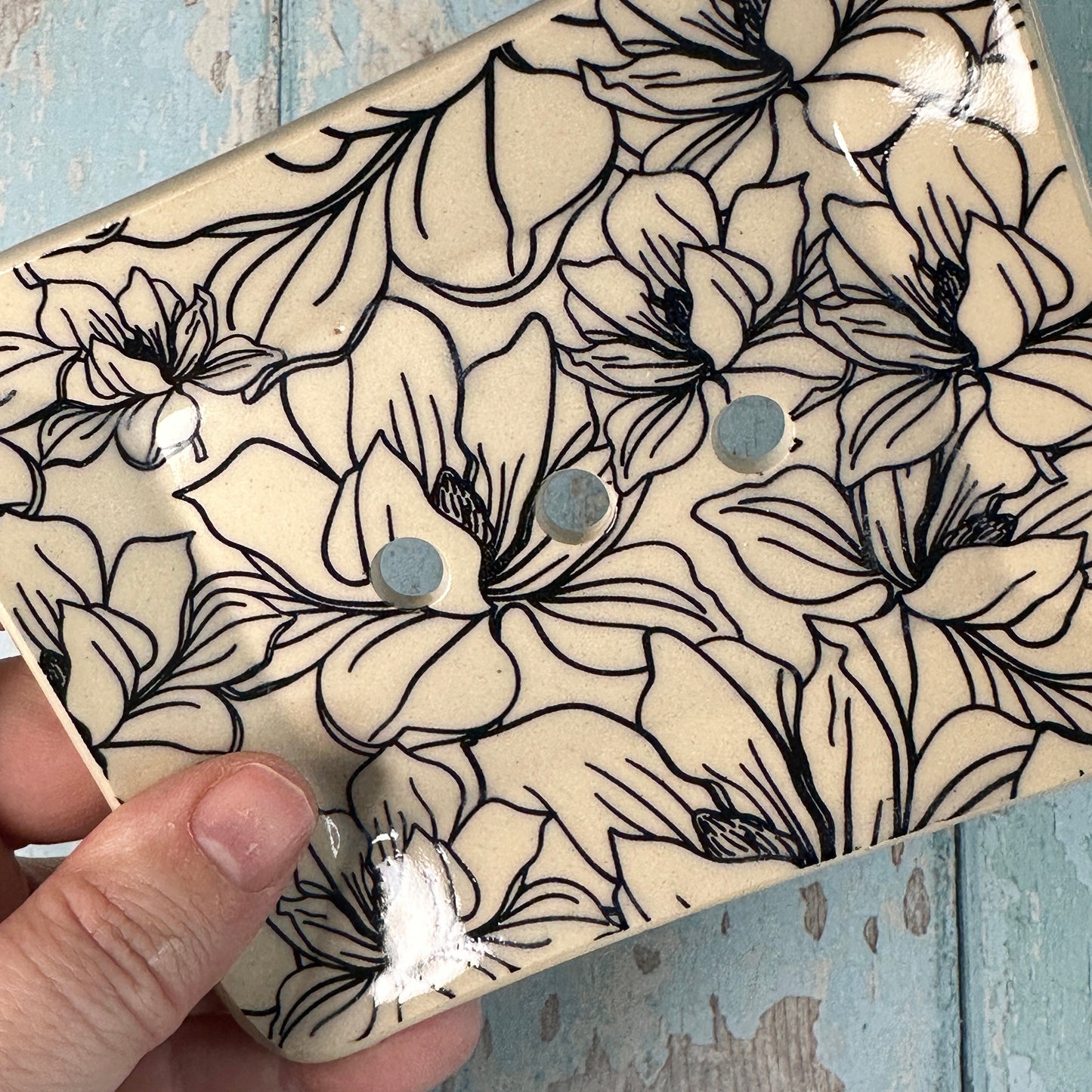 Magnolia Floral Ceramic Soap Dish