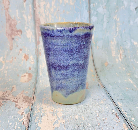 Purple and Green Ceramic Tumbler, Handmade Modern Cup