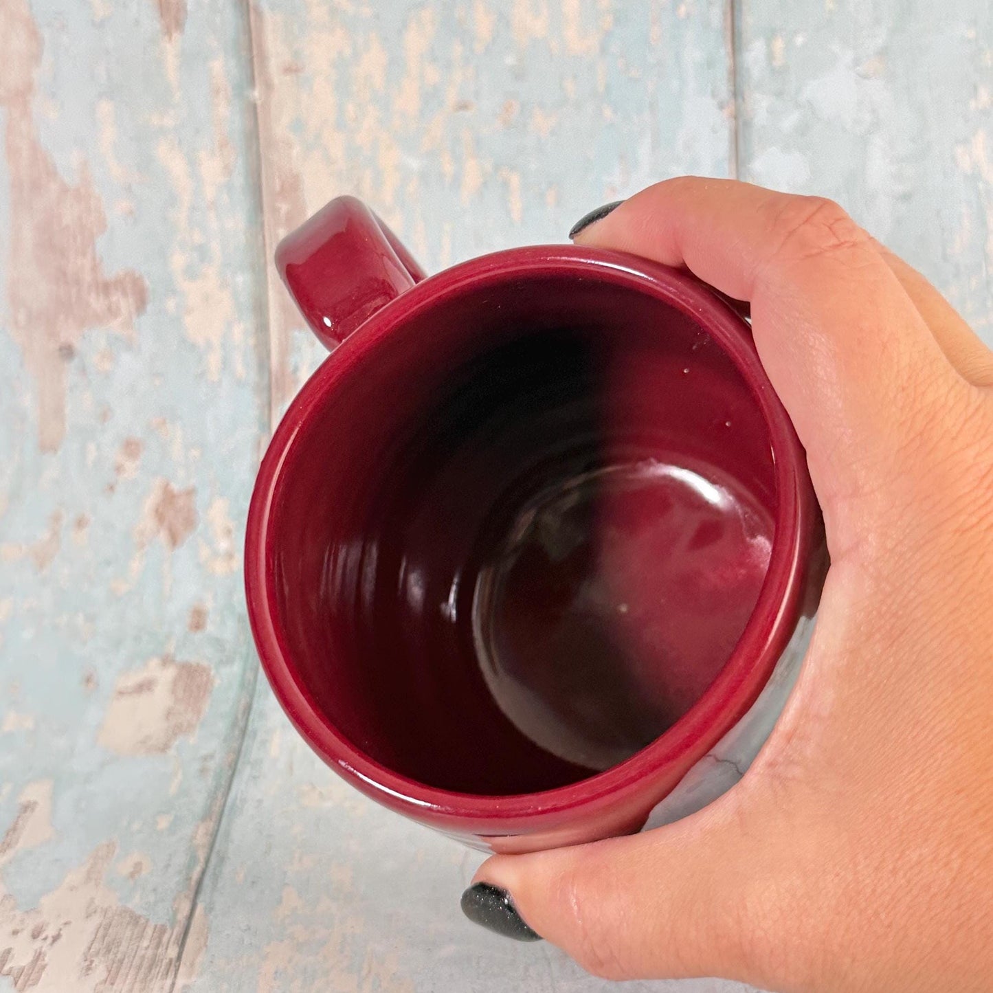 Red Halloween Bat Mug, Handmade Ceramic Cup