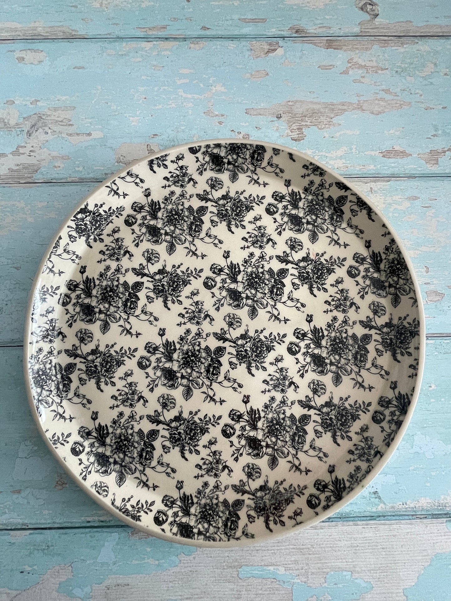 Large black and White Floral Platter