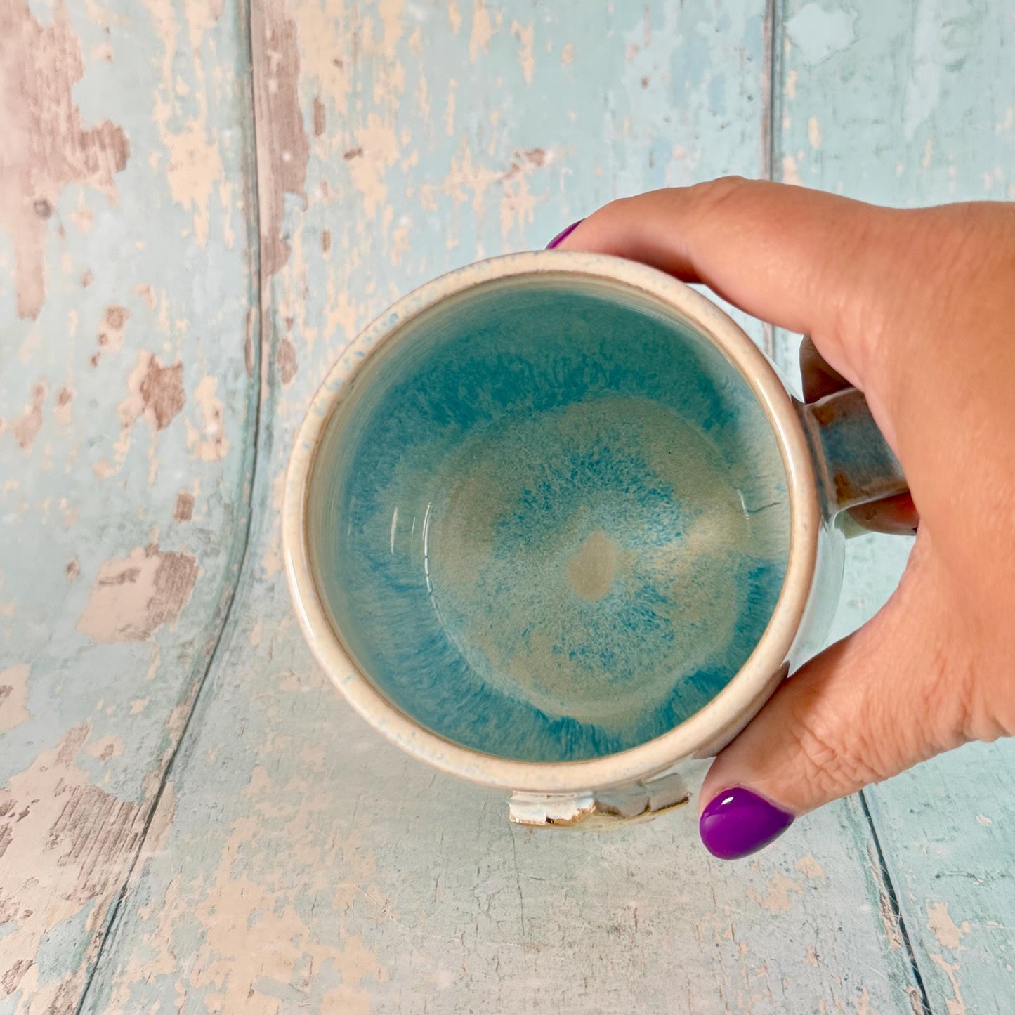 Blue and Gold Northern Star Mug, Handmade Ceramic Mug