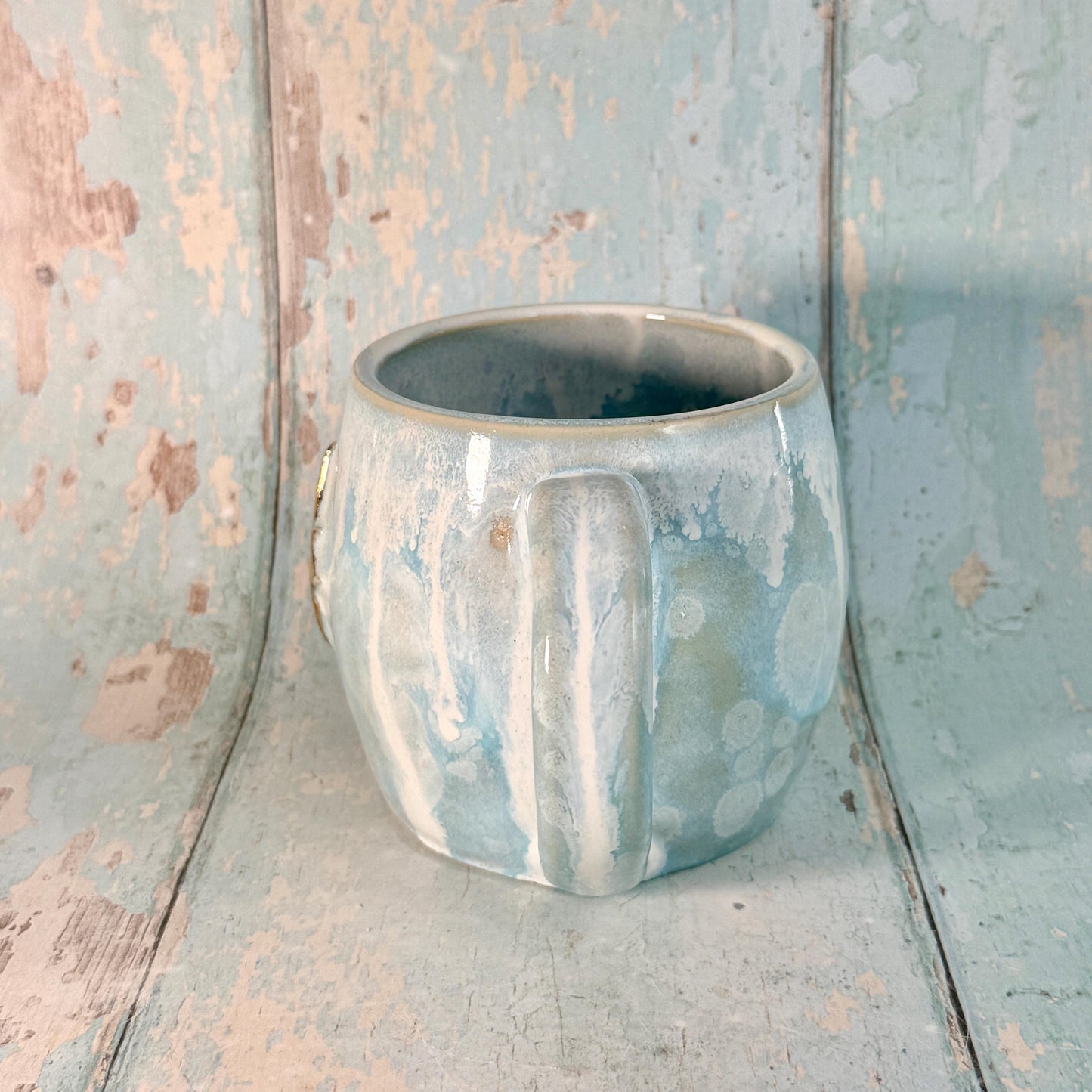 Blue and Gold Northern Star Mug, Handmade Ceramic Mug