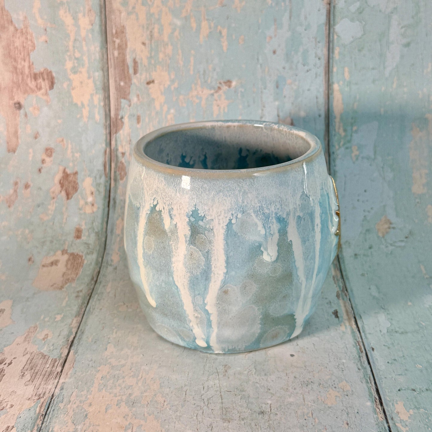 Blue and Gold Northern Star Mug, Handmade Ceramic Mug