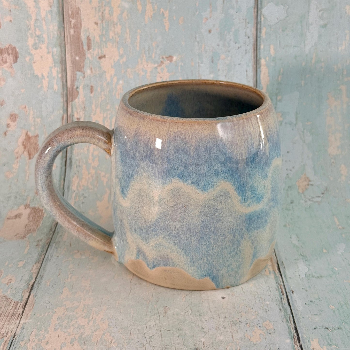 Blue and Gold Lightning Bolt Mug, Handmade Ceramic Cup