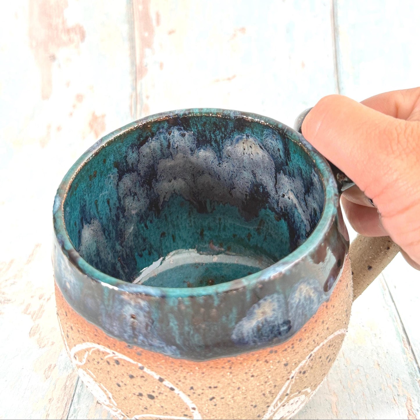 Black Skull Mug, Handmade Ceramic Cup