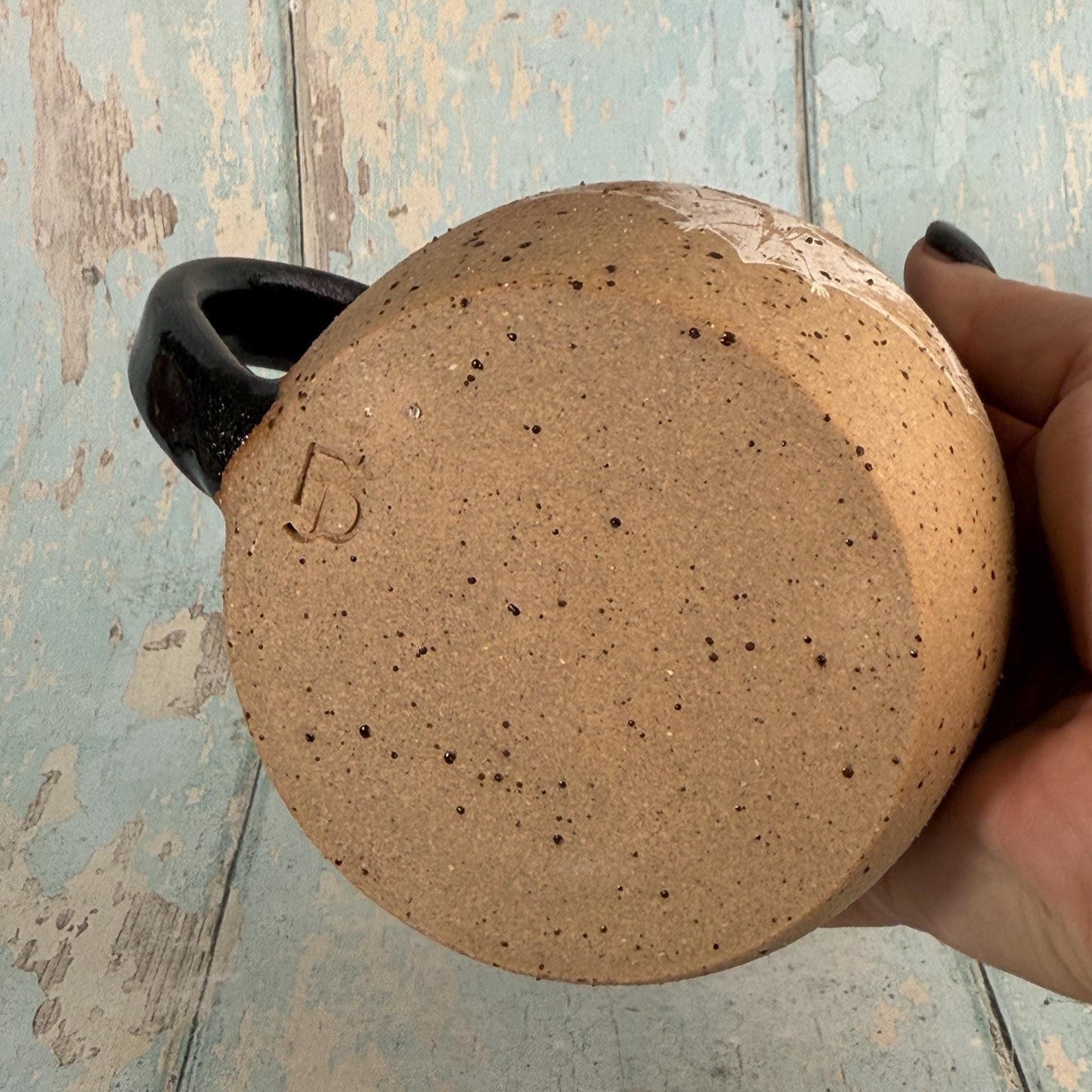 Black Halloween Bat Mug, Handmade Ceramic Cup