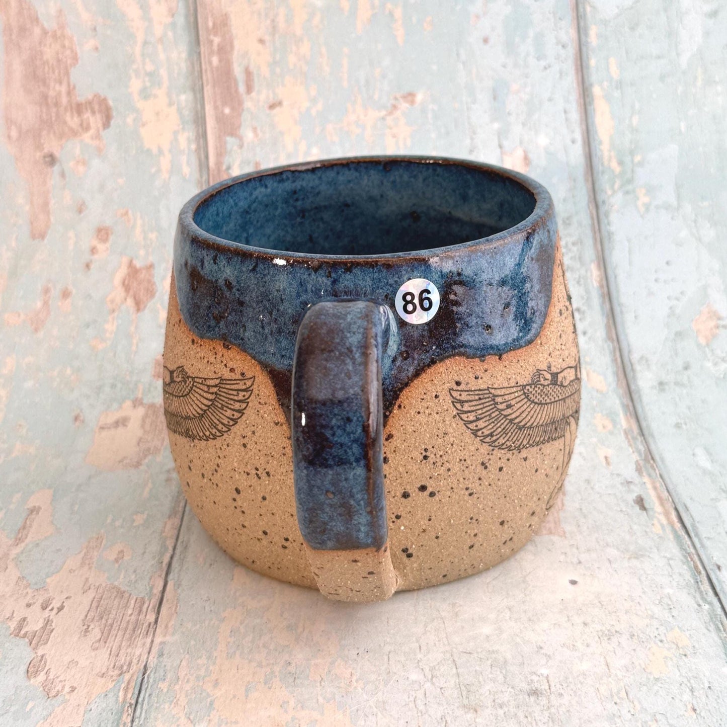 Blue Egyptian Isis Goddess  Mug, Large Flower Ceramic Cup