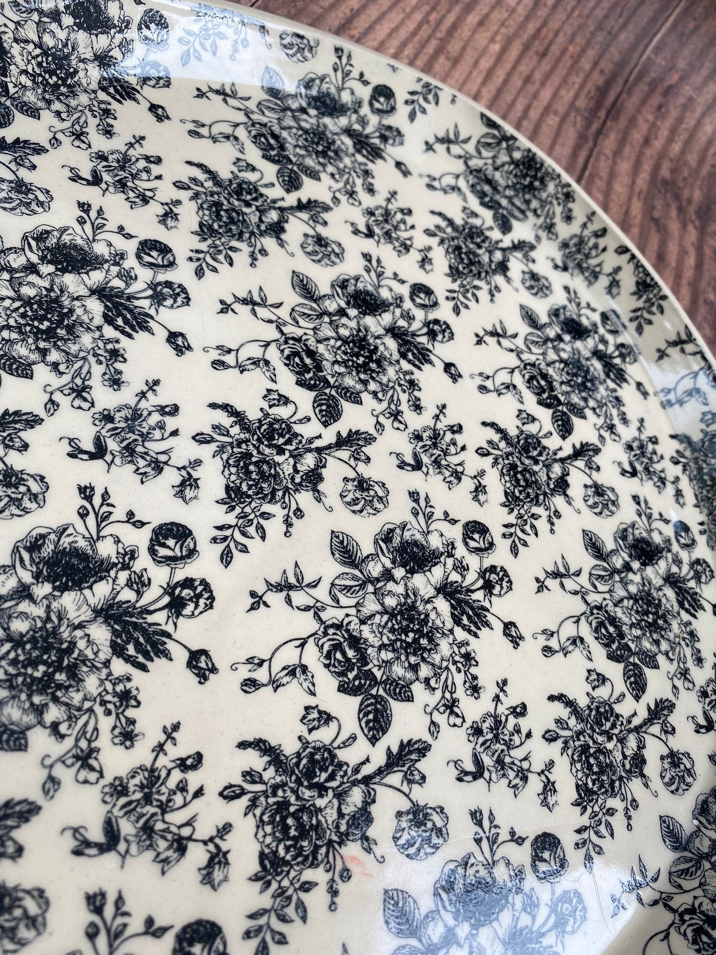 Large black and White Floral Platter