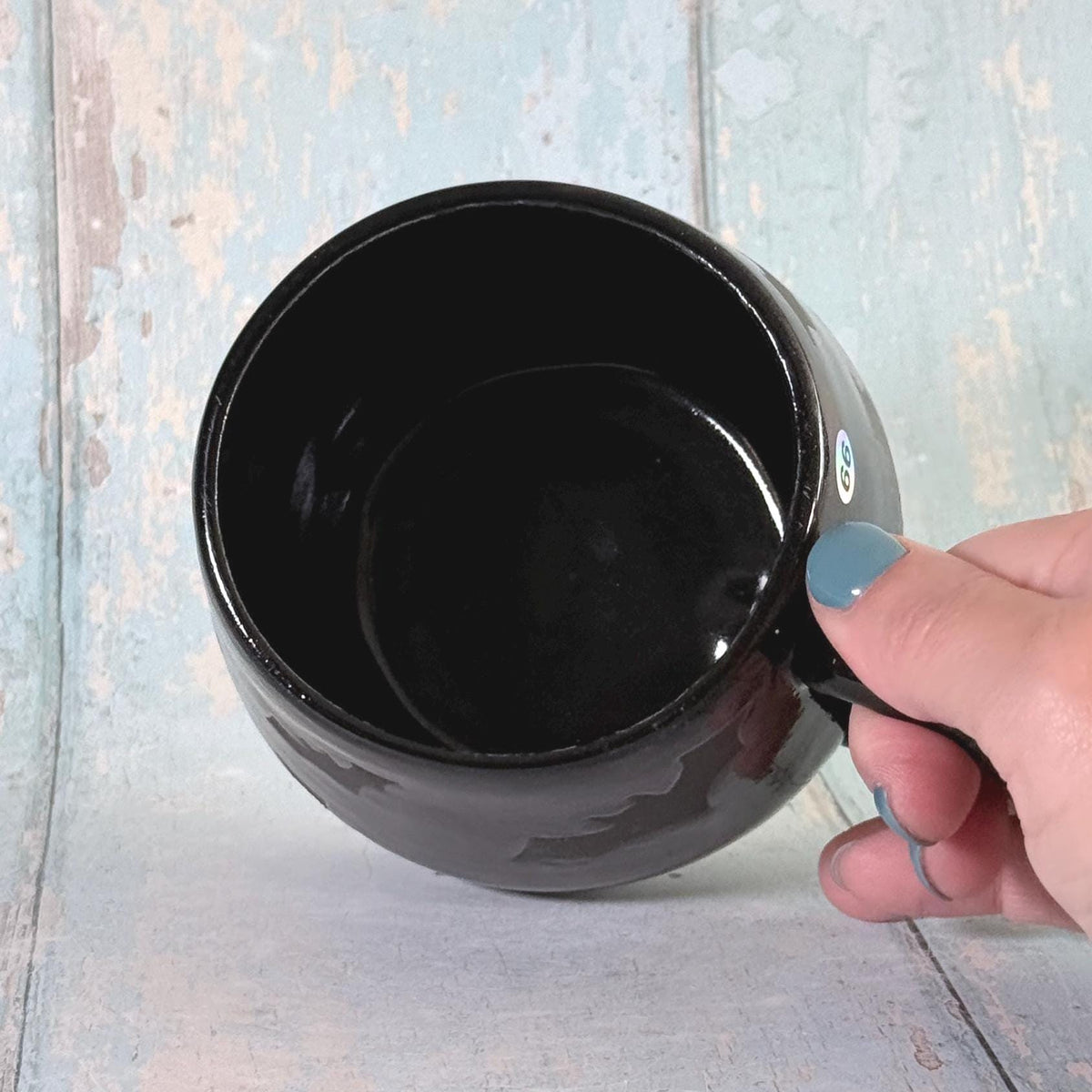 Glittery Black Bat Mug, Handmade Ceramic Cup, Spooky Halloween Mug - FJD Ceramics