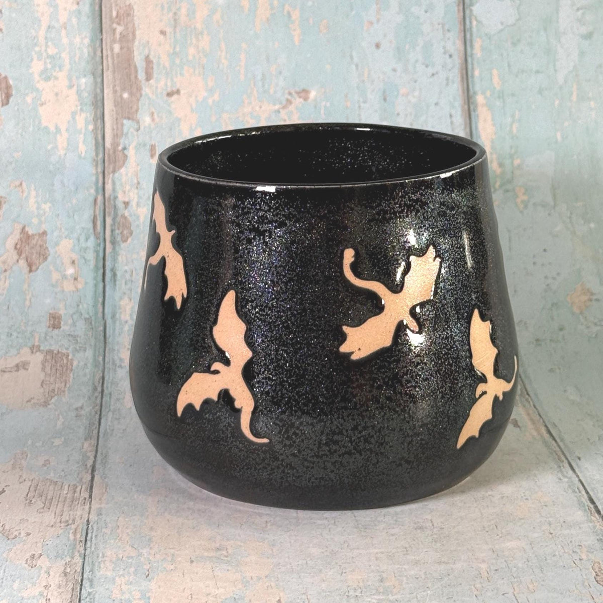 Glittery Black Dragon Mug, Handmade Ceramic Cup - FJD Ceramics