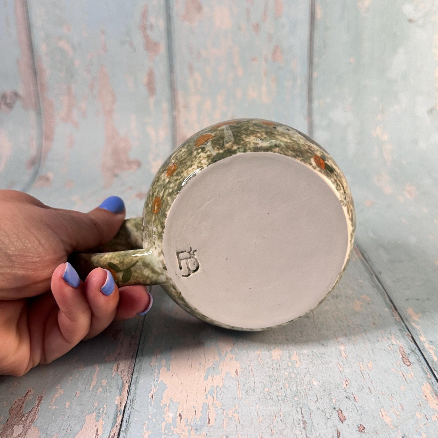 Green and Black Hedgehog Mug, Large Ceramic Cup - FJD Ceramics